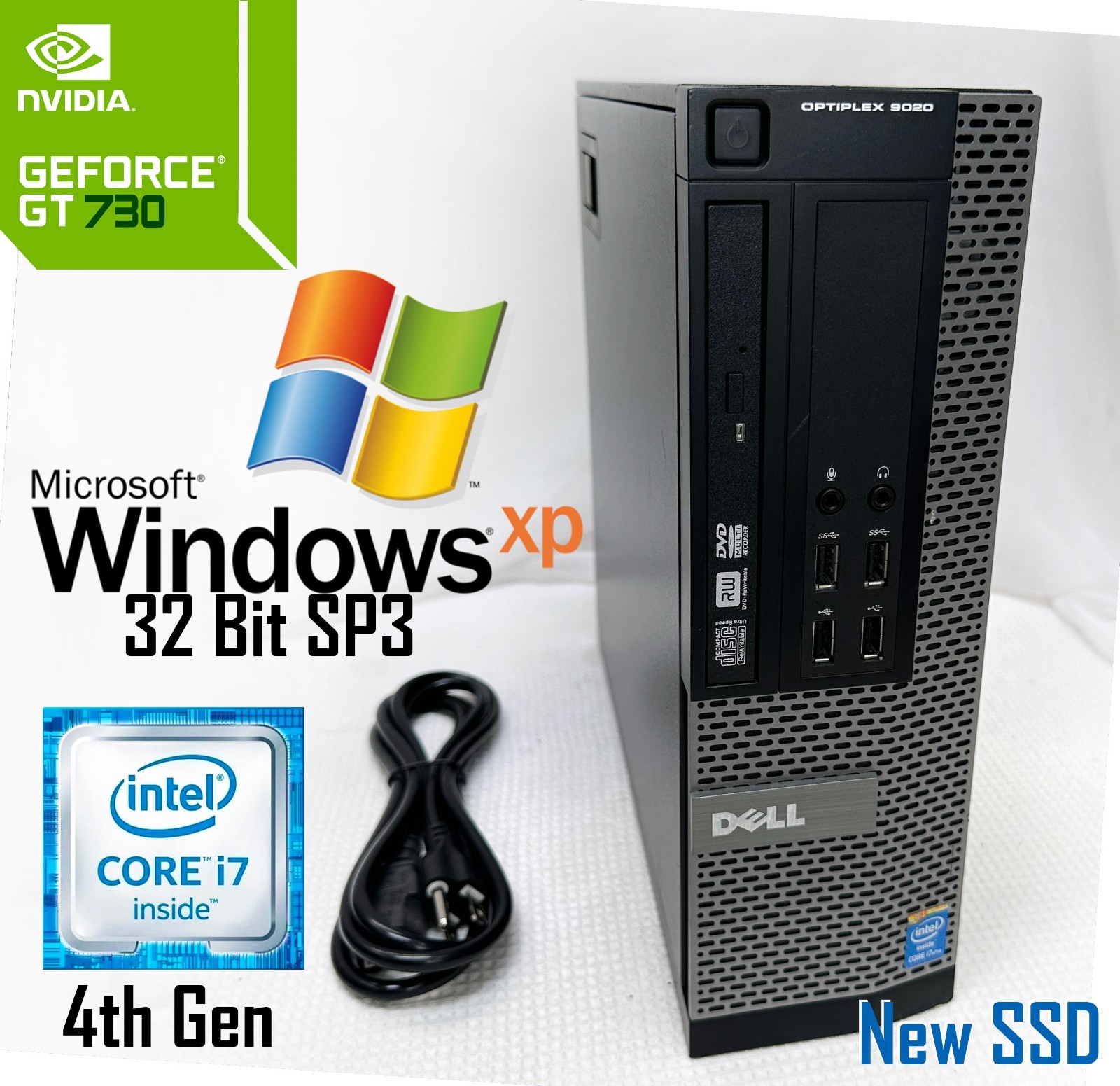 Windows XP PRO 32 bit SP3- Dell Opti RETRO GAMING SFF i7, NEW 512GB SSD, Nvidia