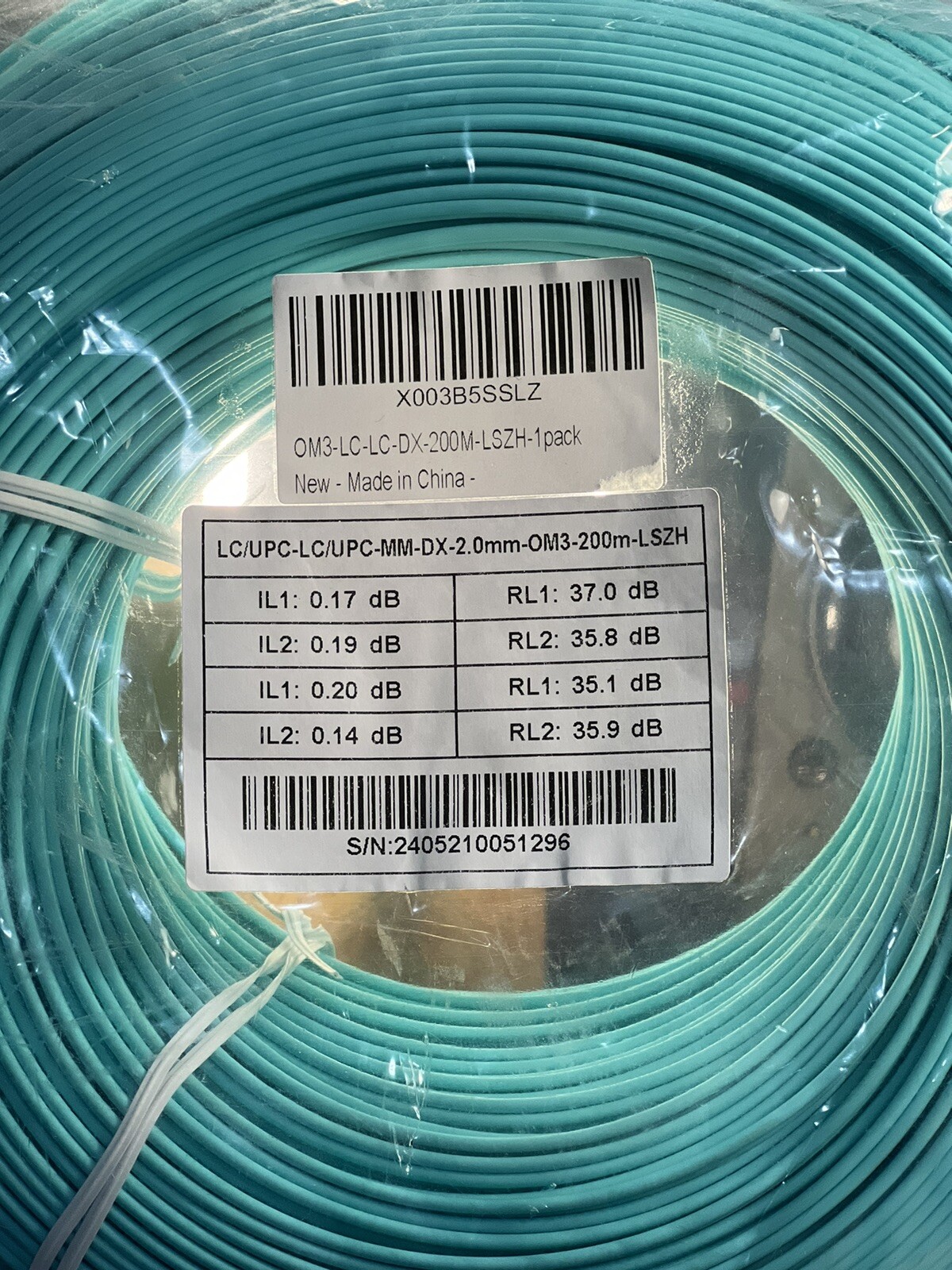 200M/656f – LC to LC Fiber Patch Cable OM3 0.2m-200M/656ft, 10GB