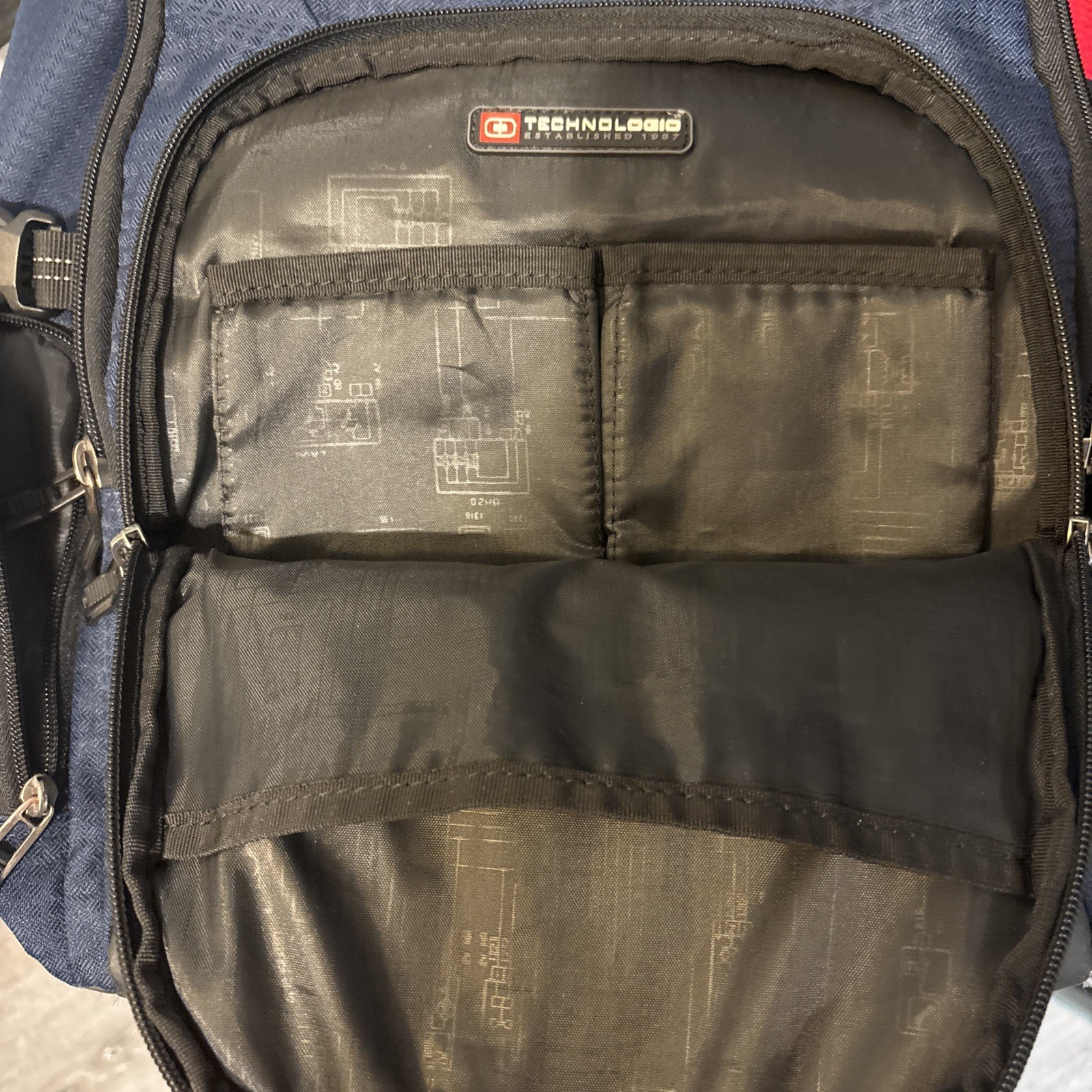 OGIO Navy Prospect Backpack Padded Laptop Sleeve Tech Vault Travel Pockets