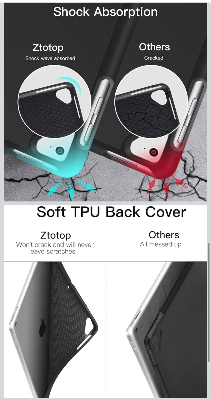 ZtotopCases for iPad Pro 12.9 Inch 2017/2015 (1st & 2nd Generation) Black