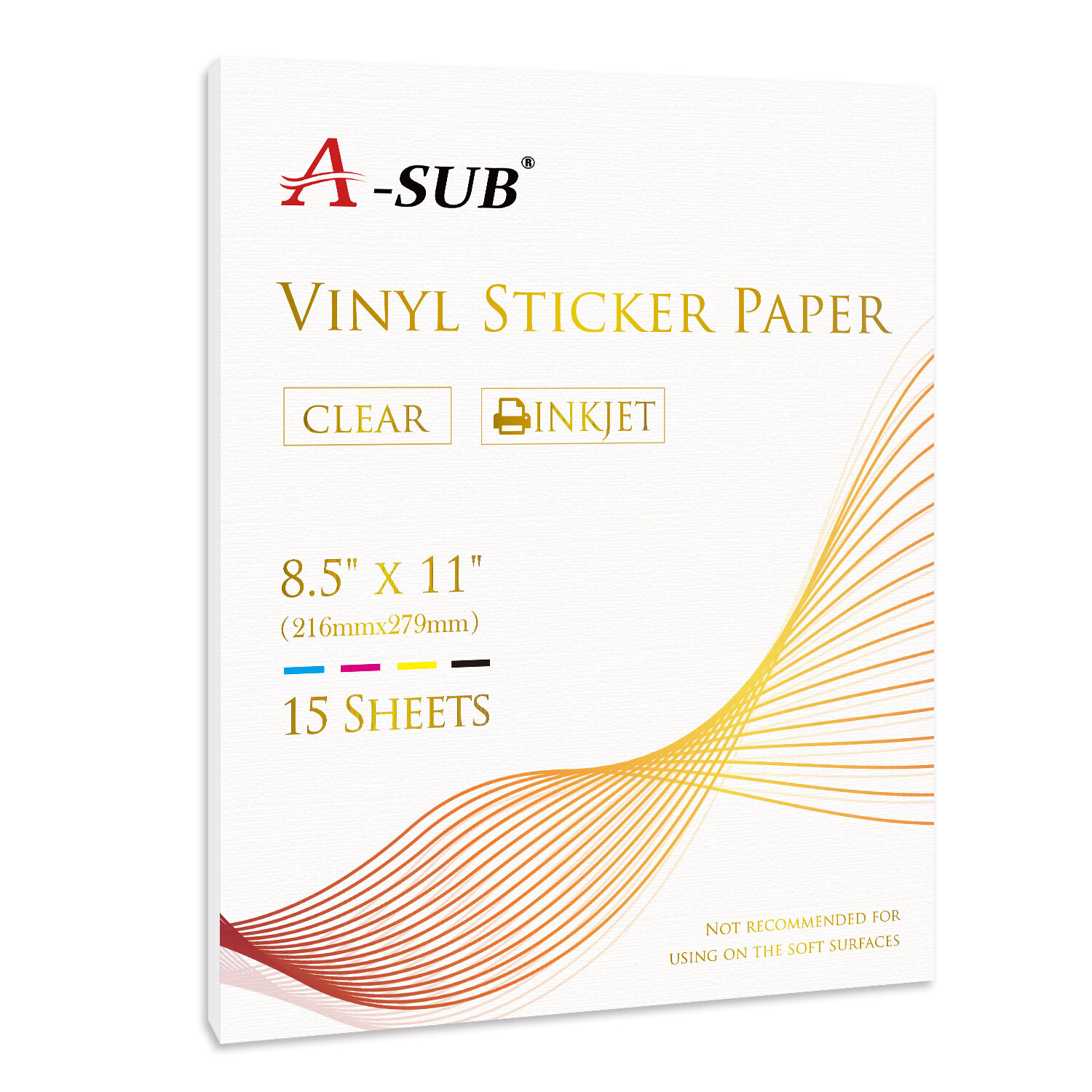 A-SUB Clear Sticker Paper Waterproof for Inkjet 8.5×11 300 Sheets