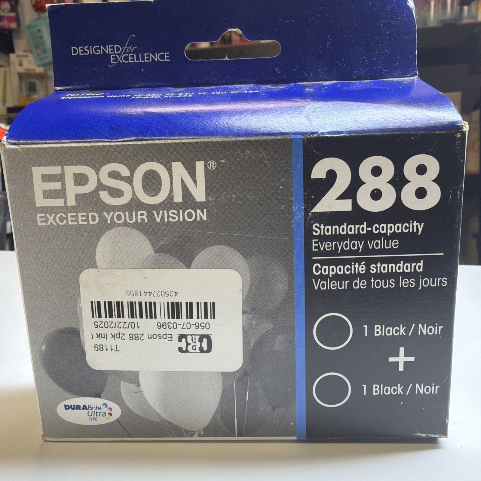 Epson 288 Black Ink Cartridges 2-Pack Standard Capacity Genuine Sealed 05/2026