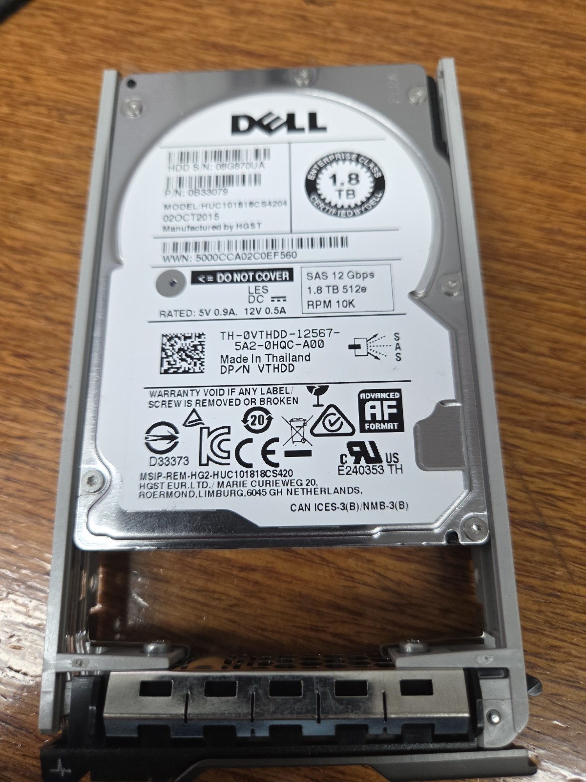 Dell 0VTHDD 1.8TB, Internal, 2.5 inch Hard Drive SAS Drive