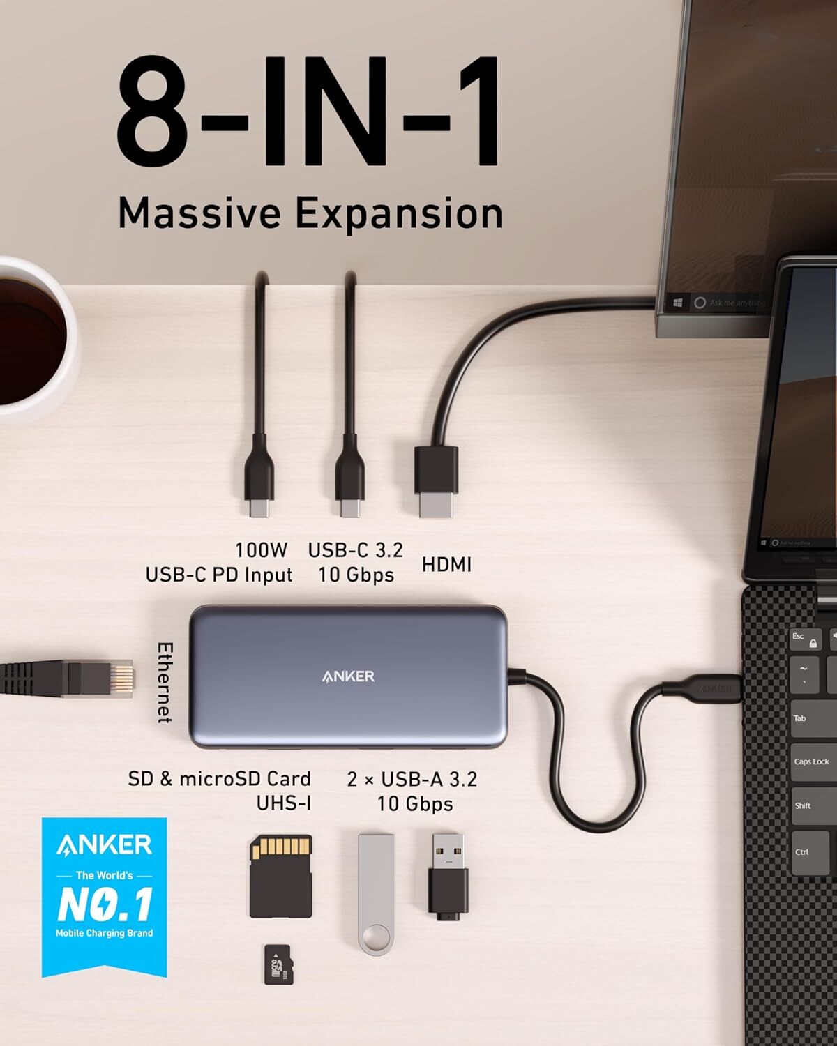 Anker PowerExpand 11-in-1 Docking Station USB C Hub 100W PD Adapter |Refurbished
