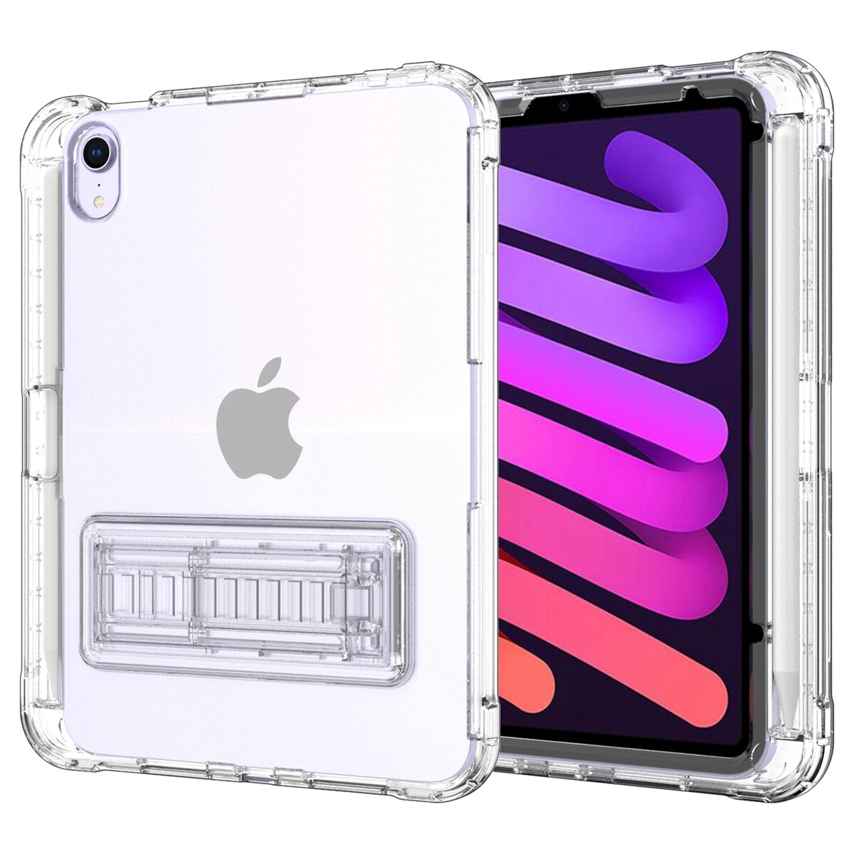 For iPad mini 6 8.3 inch Rugged Case Clear Hybrid Shockproof Cover with Stand