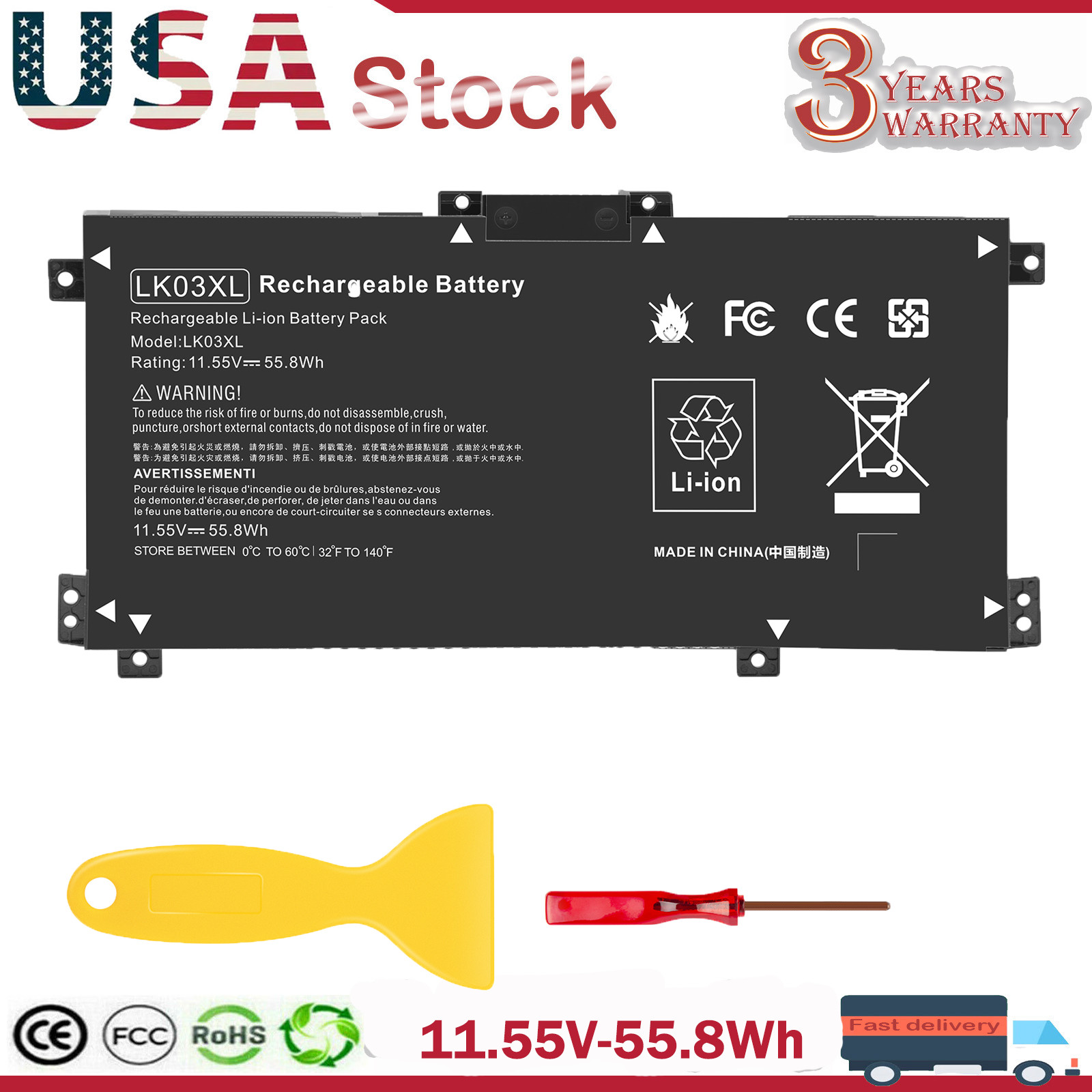 LK03XL Laptop Battery for HP Envy X360 15-BP 15-BQ 17-AE 17-CE L09280-855 55.8Wh