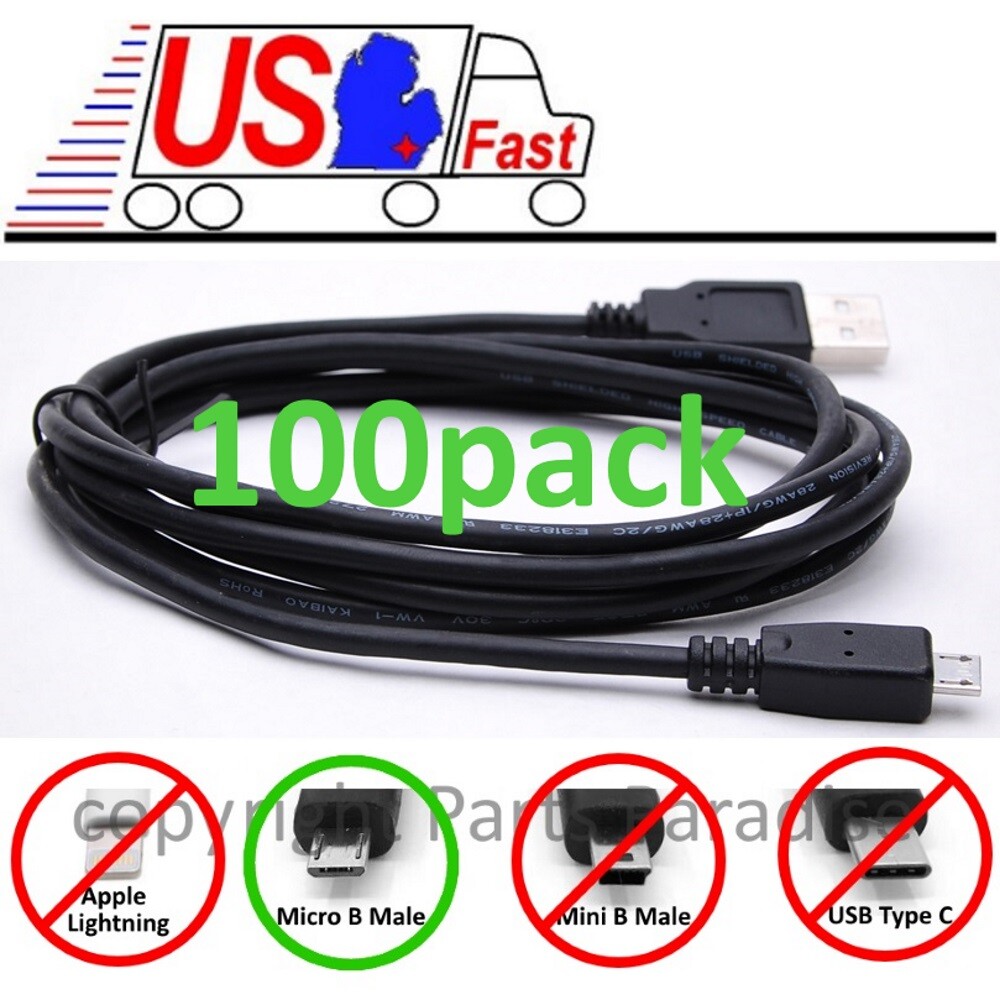 Lot100x/pk 6ft USB Micro 5pin Digital Camera/Phone/Charger/Sync/Data Cable/Cord