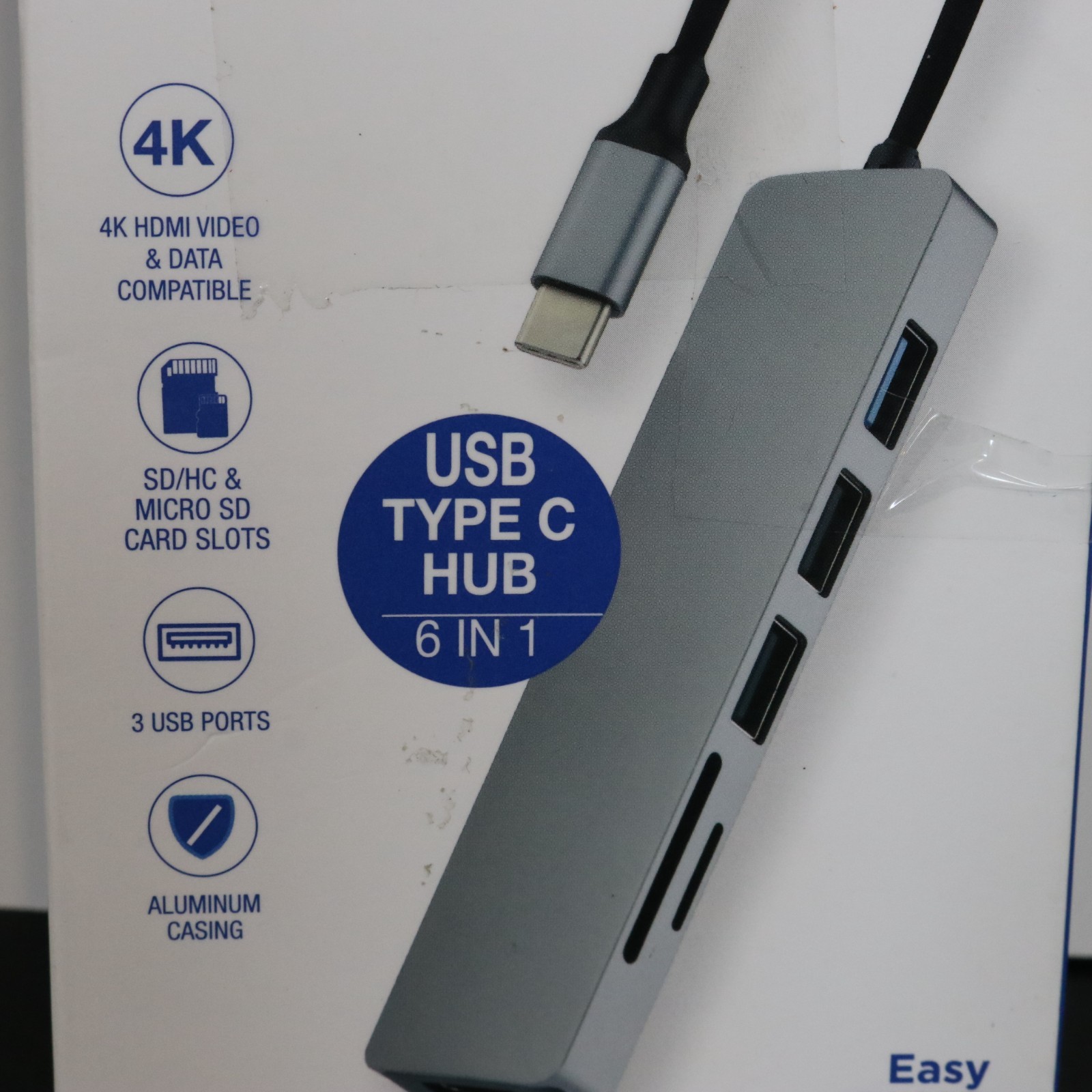 VIVITAR 6 in 1 USB Type C Hub – 4K HDMI 1x USB 3.0 2x USB 2.0 SD/SDHC, Micro SD