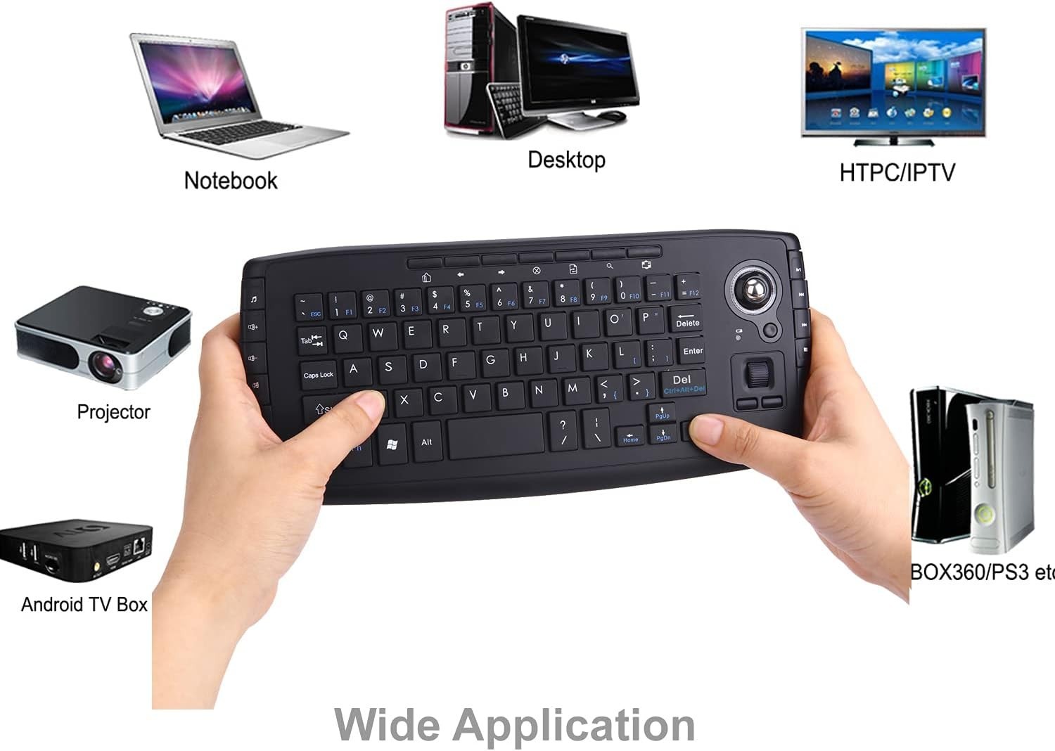 Trackball Mouse Keyboard, 2.4GHz Wireless Trackball Mouse Keyboartd Combo, Pl…