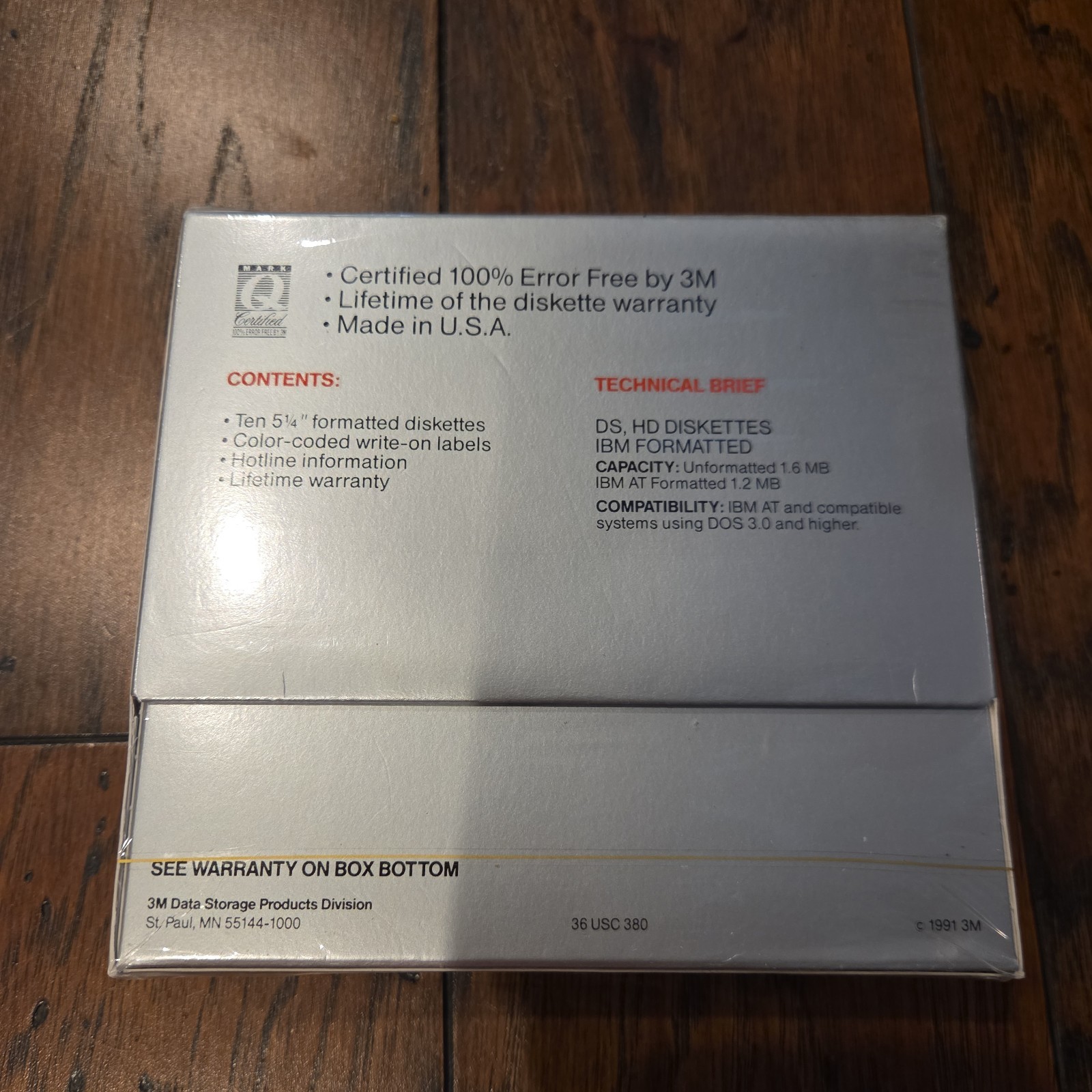 3M 5.25″ Diskettes 10 PACK – IBM formatted Double Sided High Density New Sealed