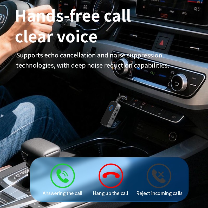 2-in-1 Bluetooth 5.4 Audio Adapter RX/TX Aptx 3.5mm Aux Wireless Mic for TV Car