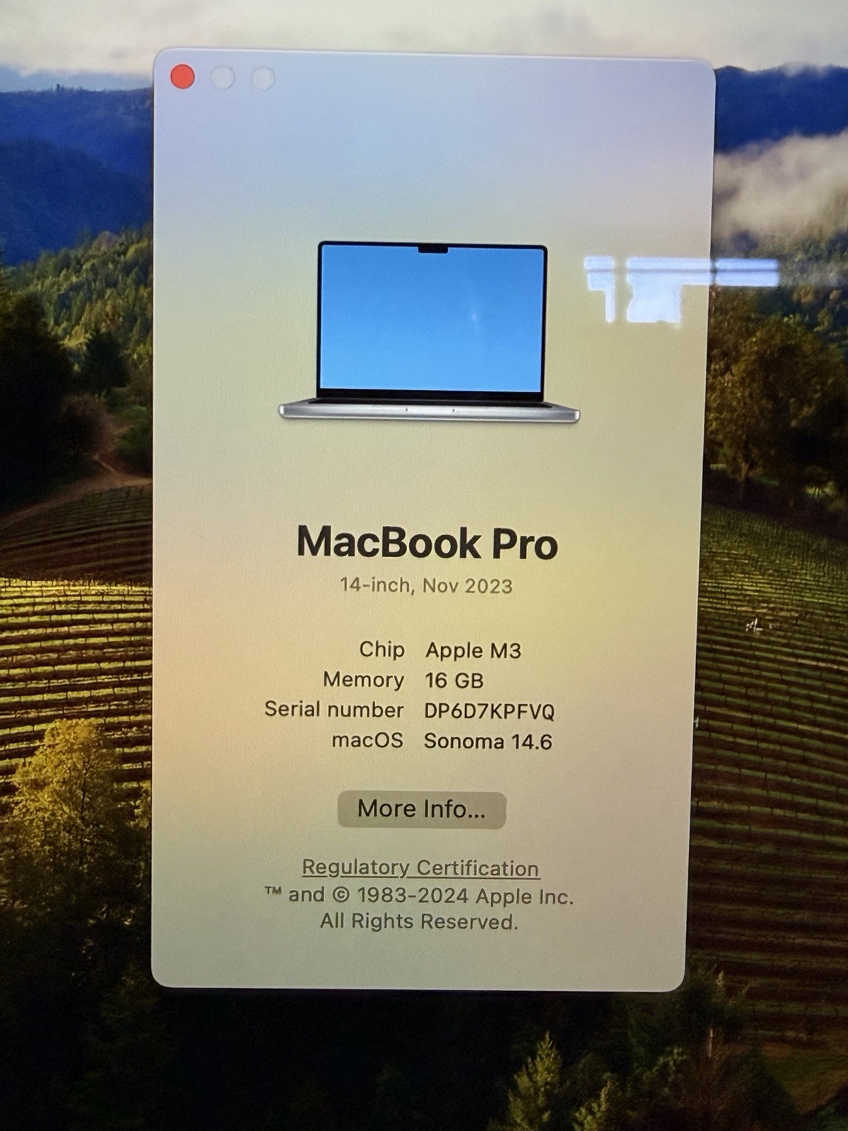 2023 Apple MacBook Pro 14″ M3, 10C GPU, 16GB RAM, 1TB SSD, MXE03LL/A Model A2918