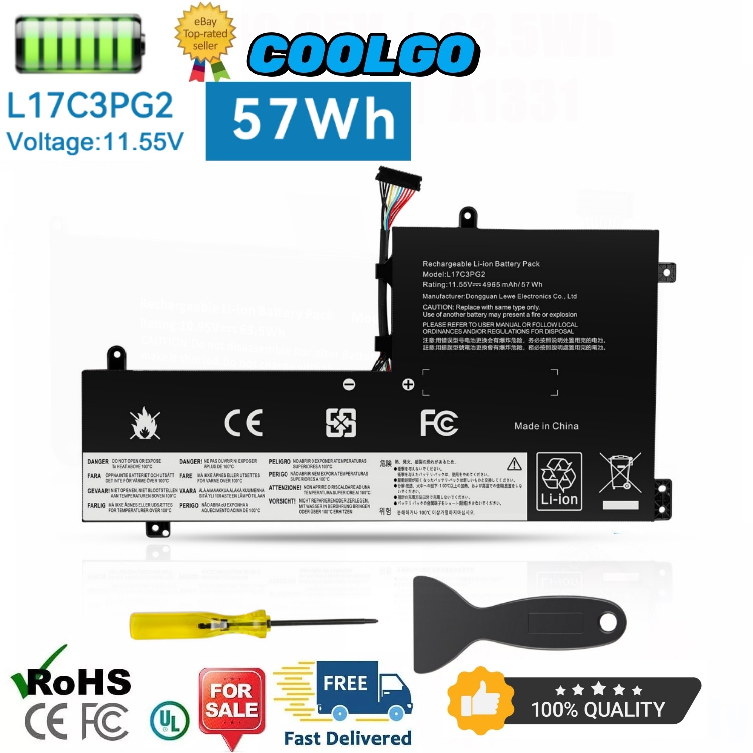 L17M3PG2 Battery For Lenovo Legion Y530 Y540 Y740 Y545 Y7000 Series L17C3PG2