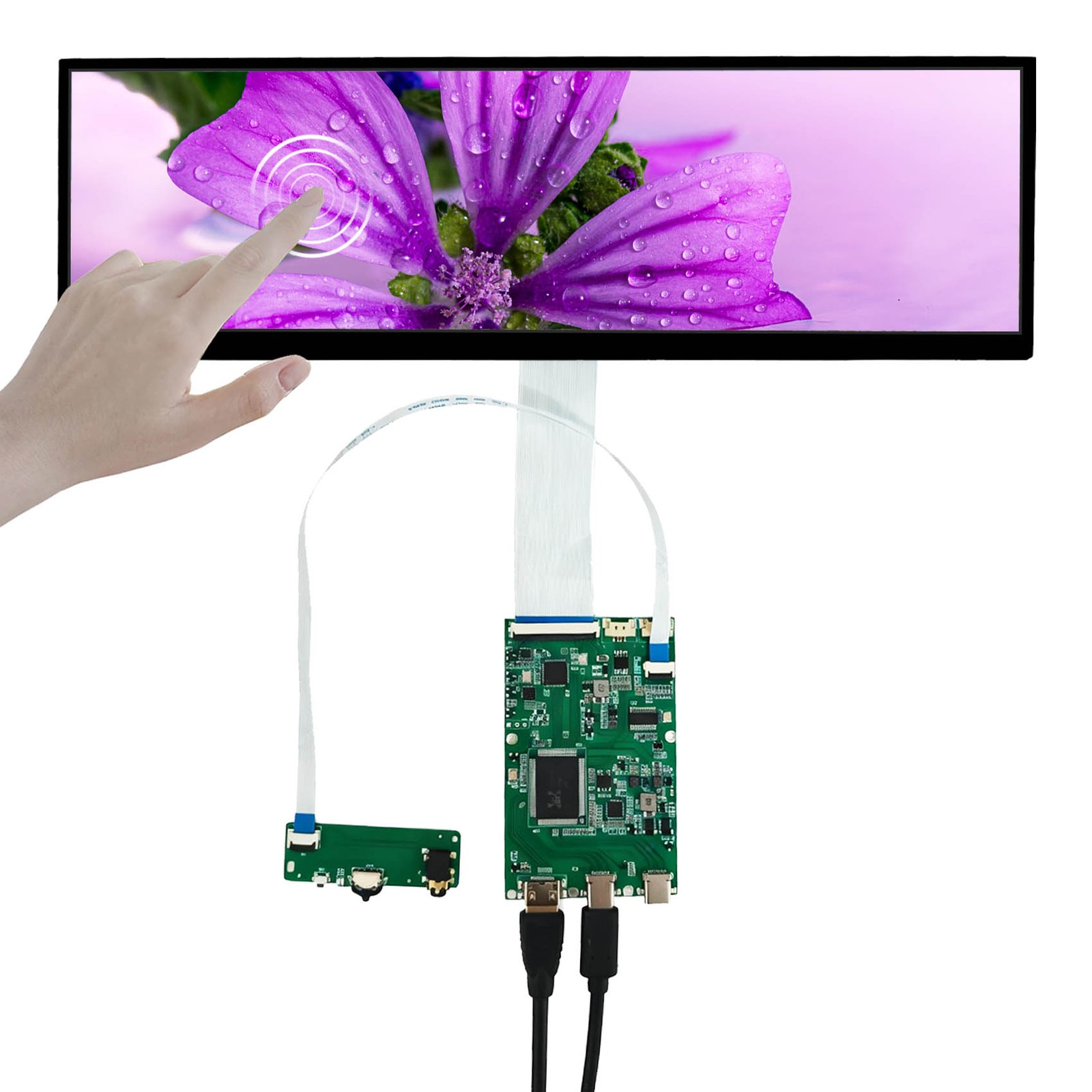 HD Type-C LCD Controller Board 12.6in 2560X666 On-Cell Touch IPS LCD Screen