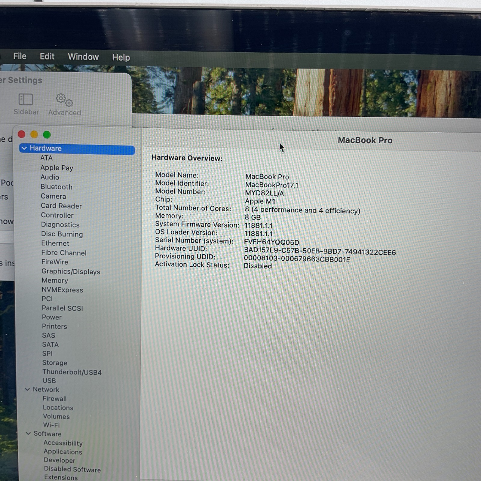 Apple MacBook Pro 2020 A2338 13″ Touch Bar M1 8GB RAM 256GB SSD Space Gray