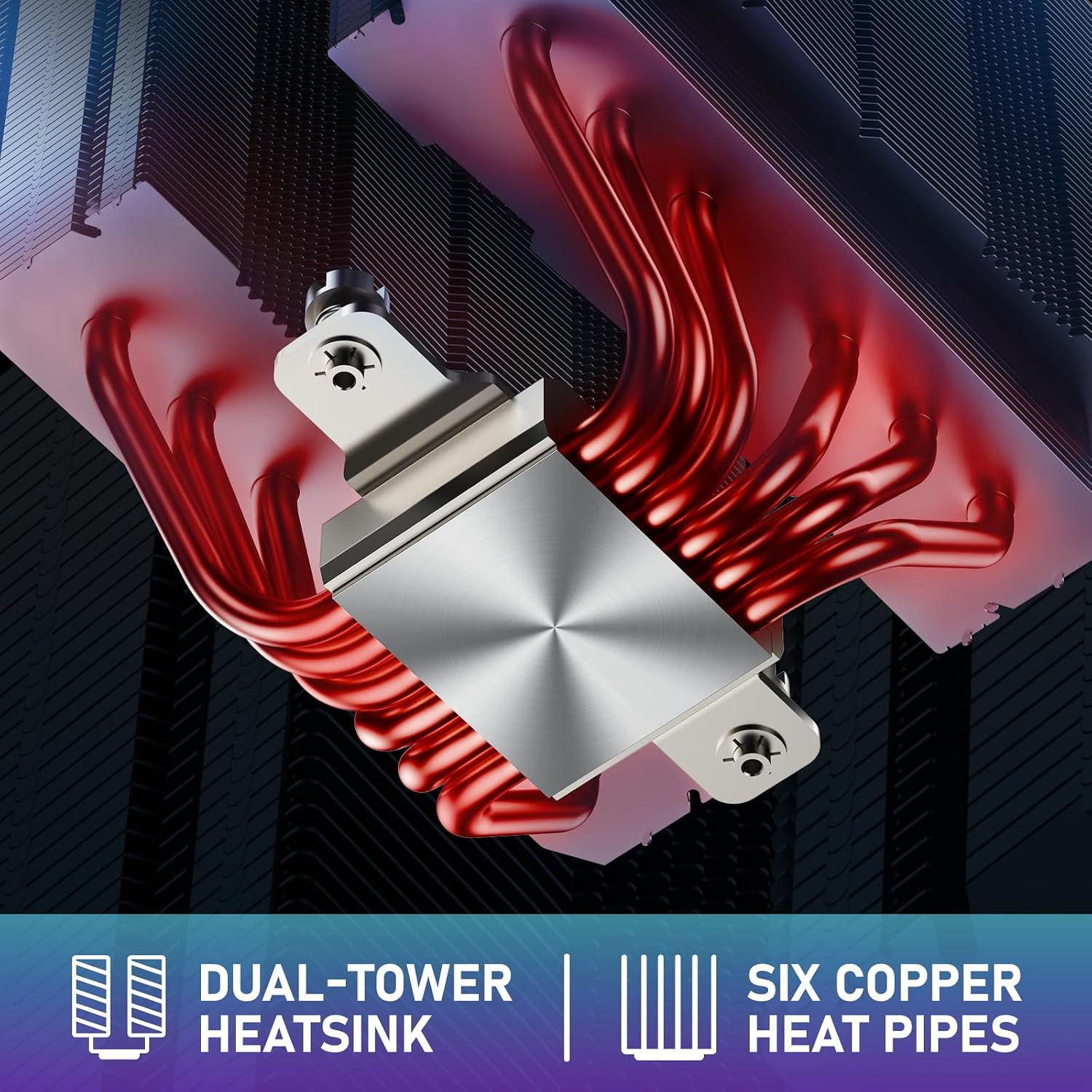 CPU Cooler Dual-Tower 6×6Mm Heat Pipes CPU Cooling Dual 120Mm ARGB PWM Fan…