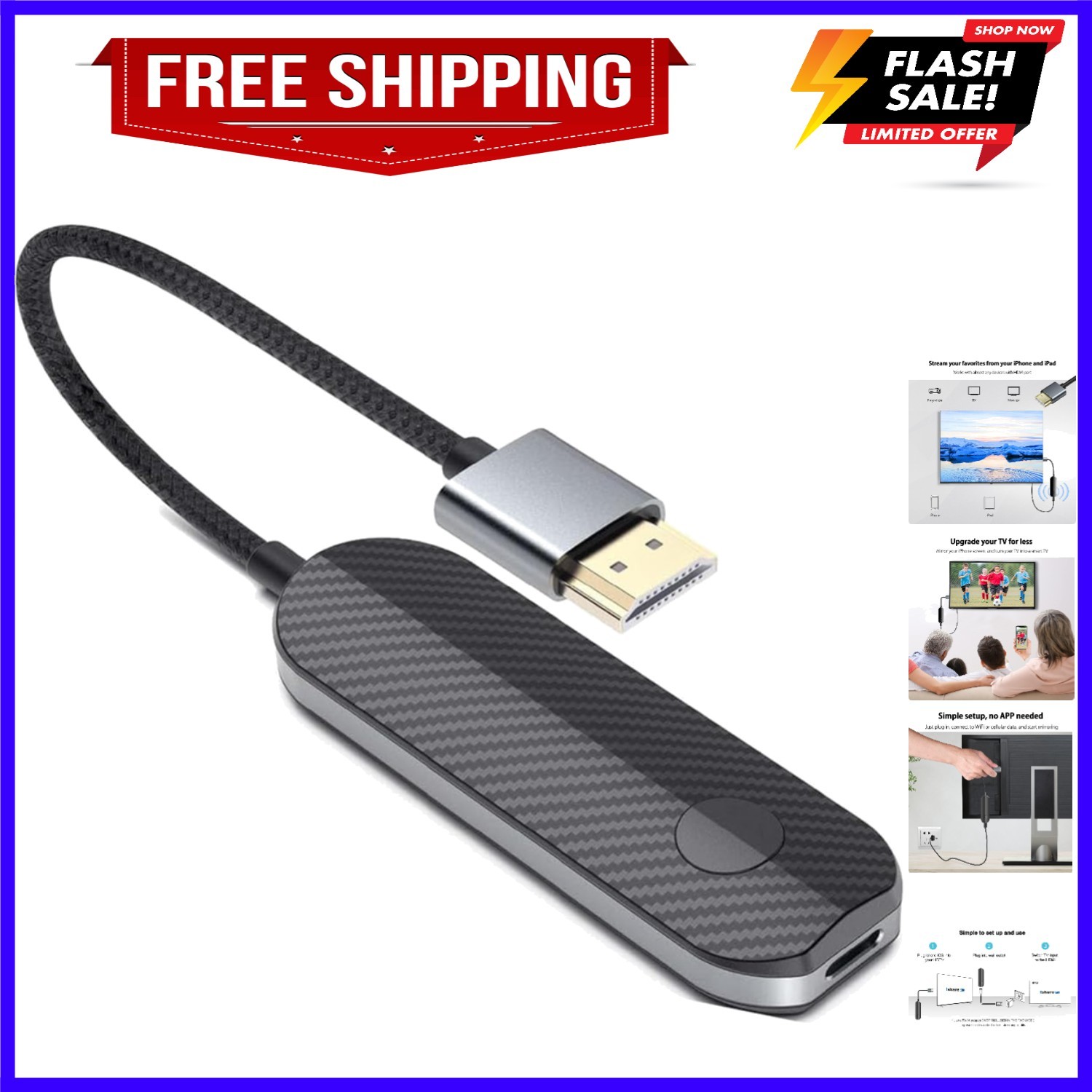 iOS Wireless HDMI Display Adapter iOS only, Streaming Device for All iPhone M…