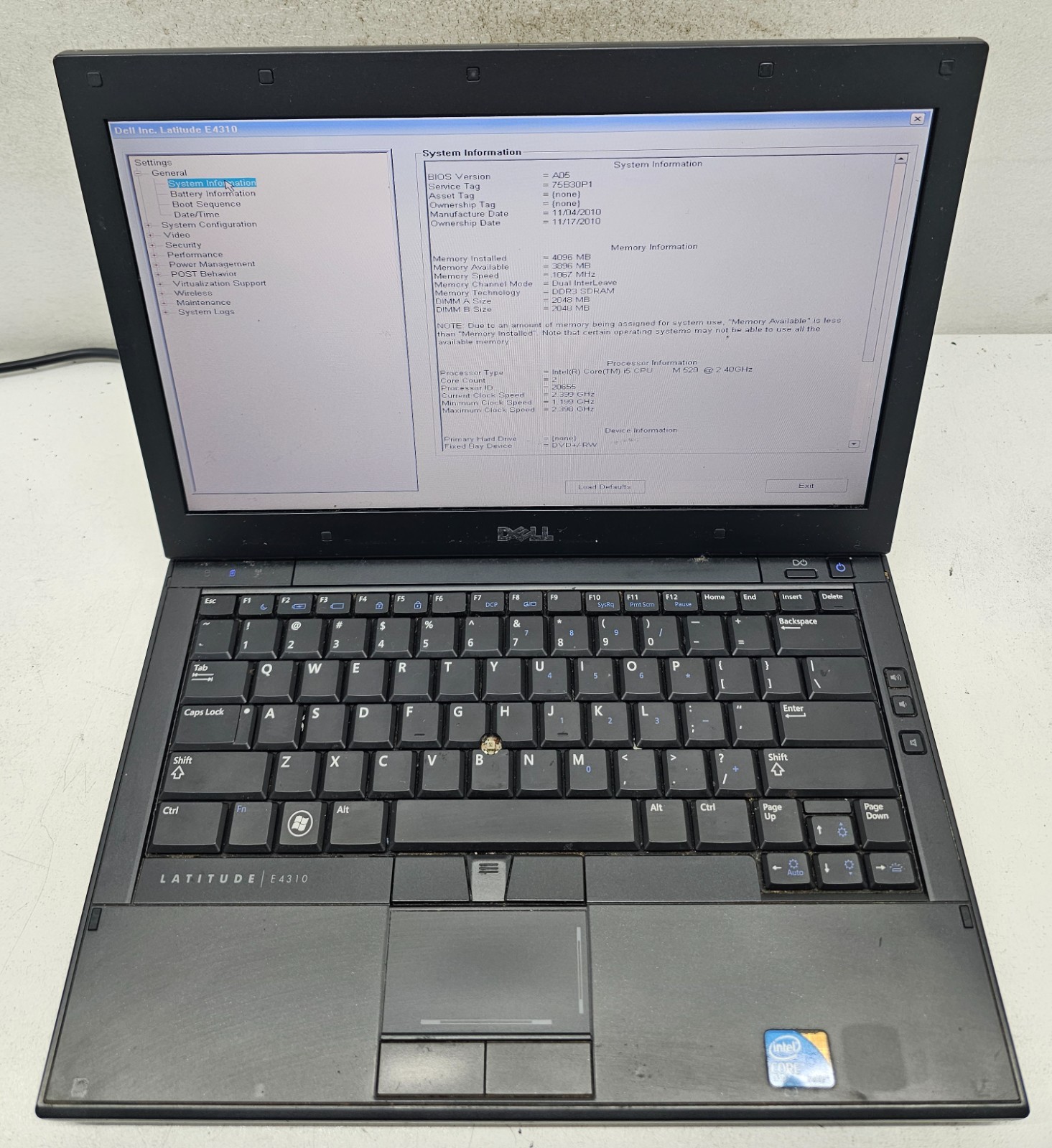 Dell Latitude E4310 13.3″ Laptop Intel Core i5-520M 4GB RAM NO HD/OS (FL)
