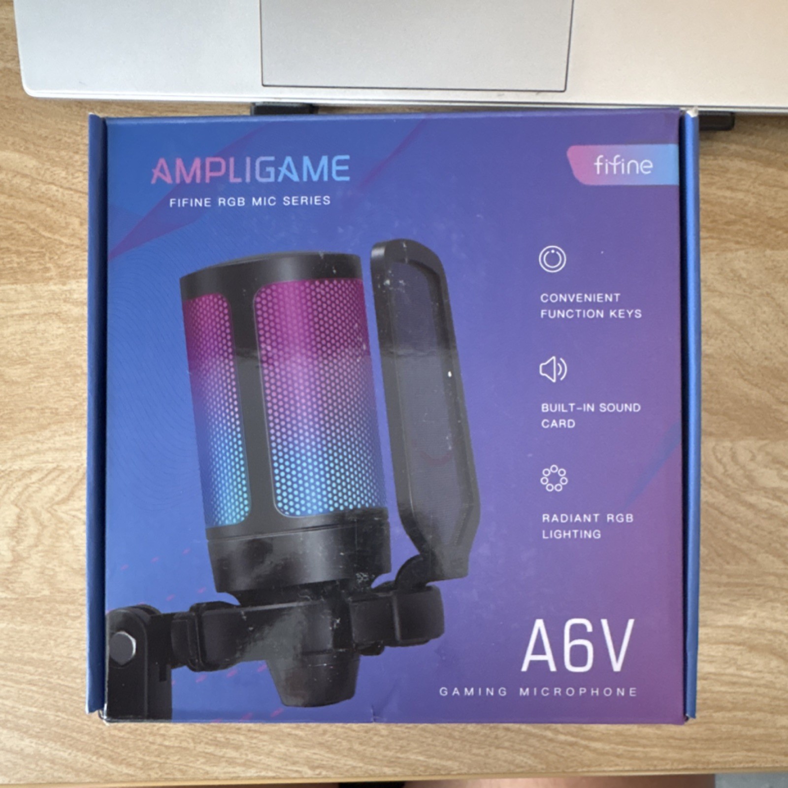 FIFINE Ampligame A6V USB Gaming Microphone RGB Lighting Pop Filter