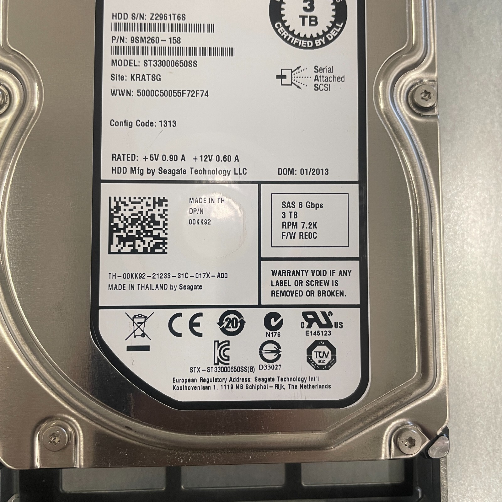 Dell Compellent 3TB 7.2k LFF 6Gbps SAS Solid State Drive 0KK92-CML 3.5″ HDD