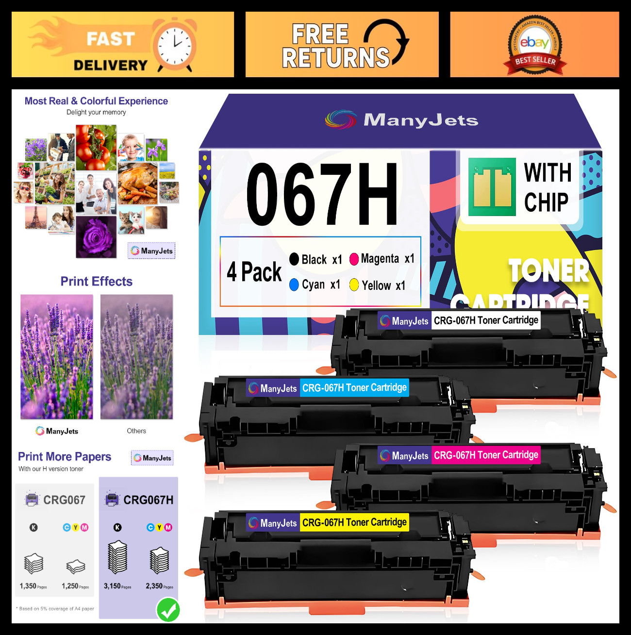 High Yield Toner Cartridge Set 067H for Canon Color imageCLASS MF656Cdw (4 Pack)