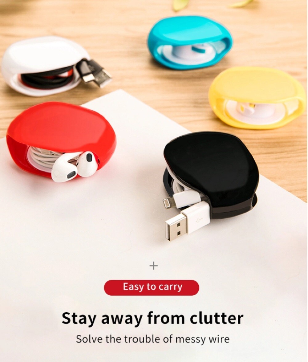 Automatic Earphone Cable Organizer – Headphone Cord Winder Roll Wrap 1 Pack