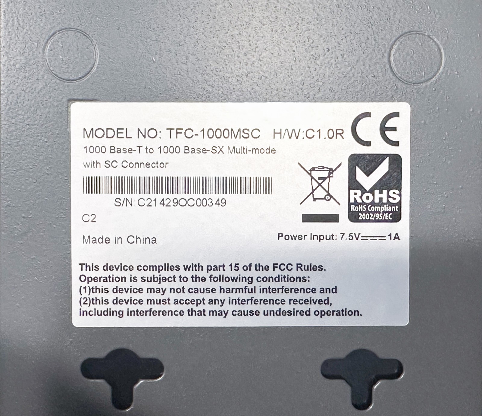 TRENDnet TFC-1000MSC 1000Base-T to 1000Base-SX Multi-Mode SC-Fiber Converter NEW