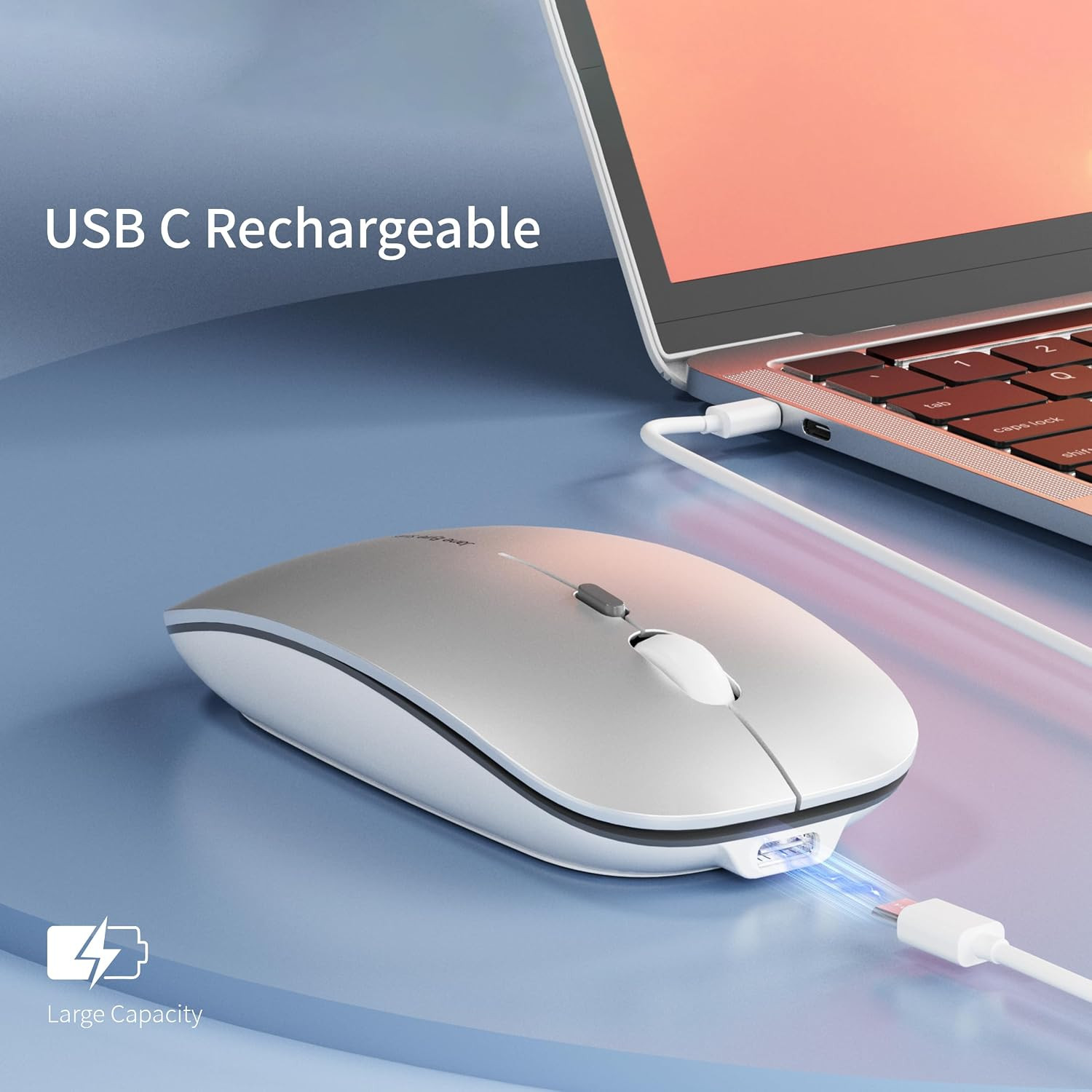 Q5 Slim Rechargeable Wireless Mouse, 2.4G Portable Optical Silent Ultra Thin