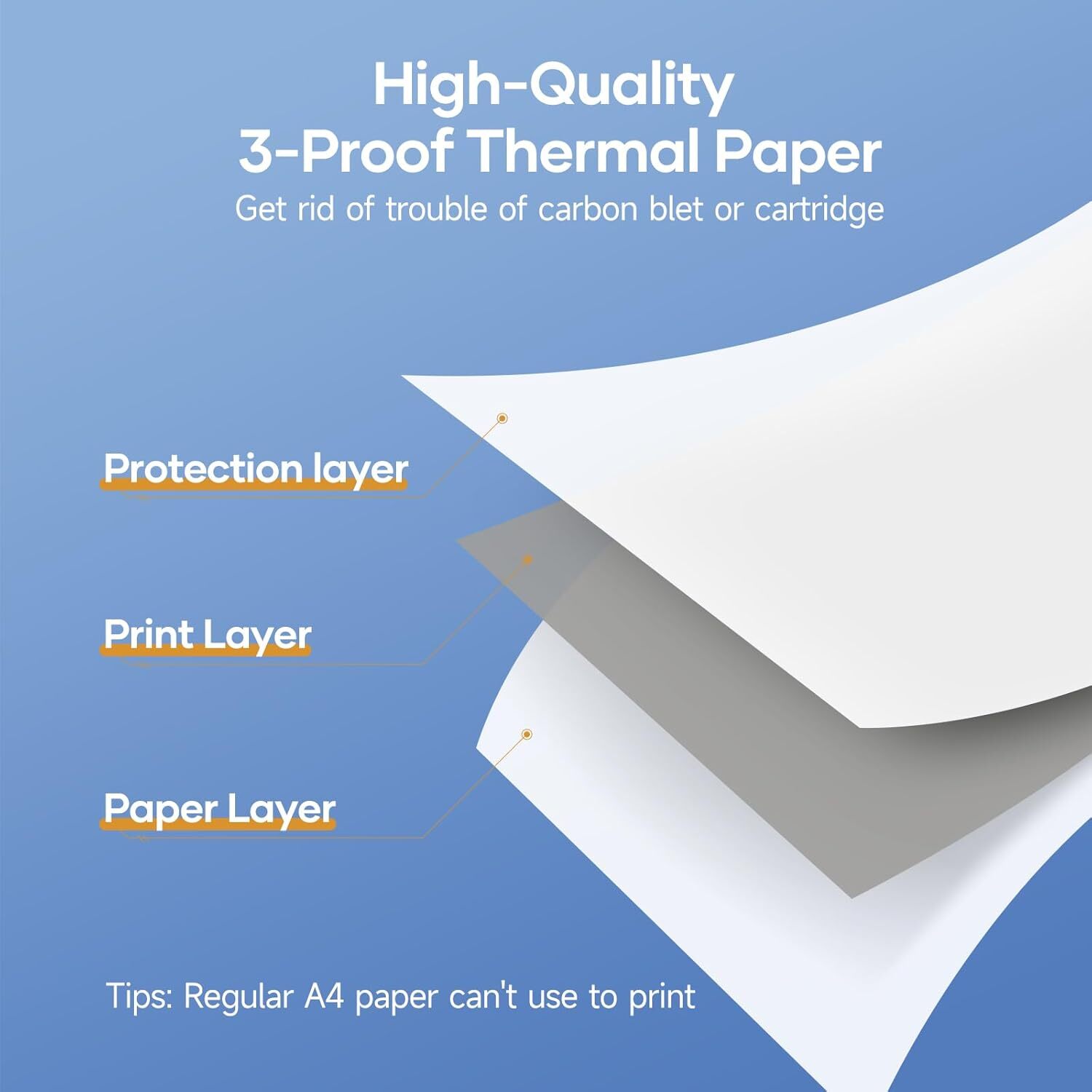 100 Sheets 8.5″x11″A4 Thermal Paper US Letter Size for M08F MT800 PJ762 PJ763MFi