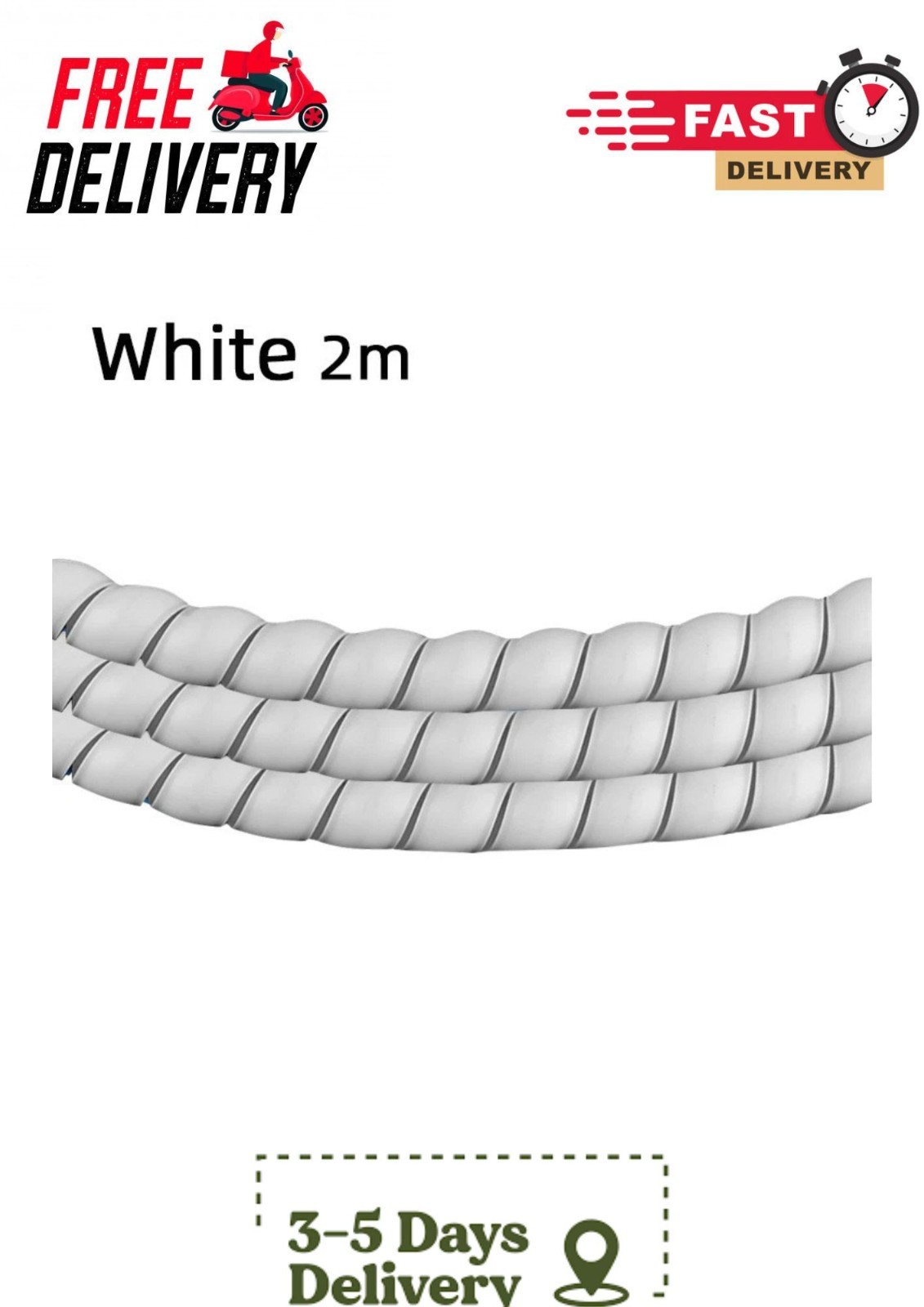 2M Spiral Cable Sleeve Protector 8/10/12mm Wire Organizer Flexible Wrap Tube