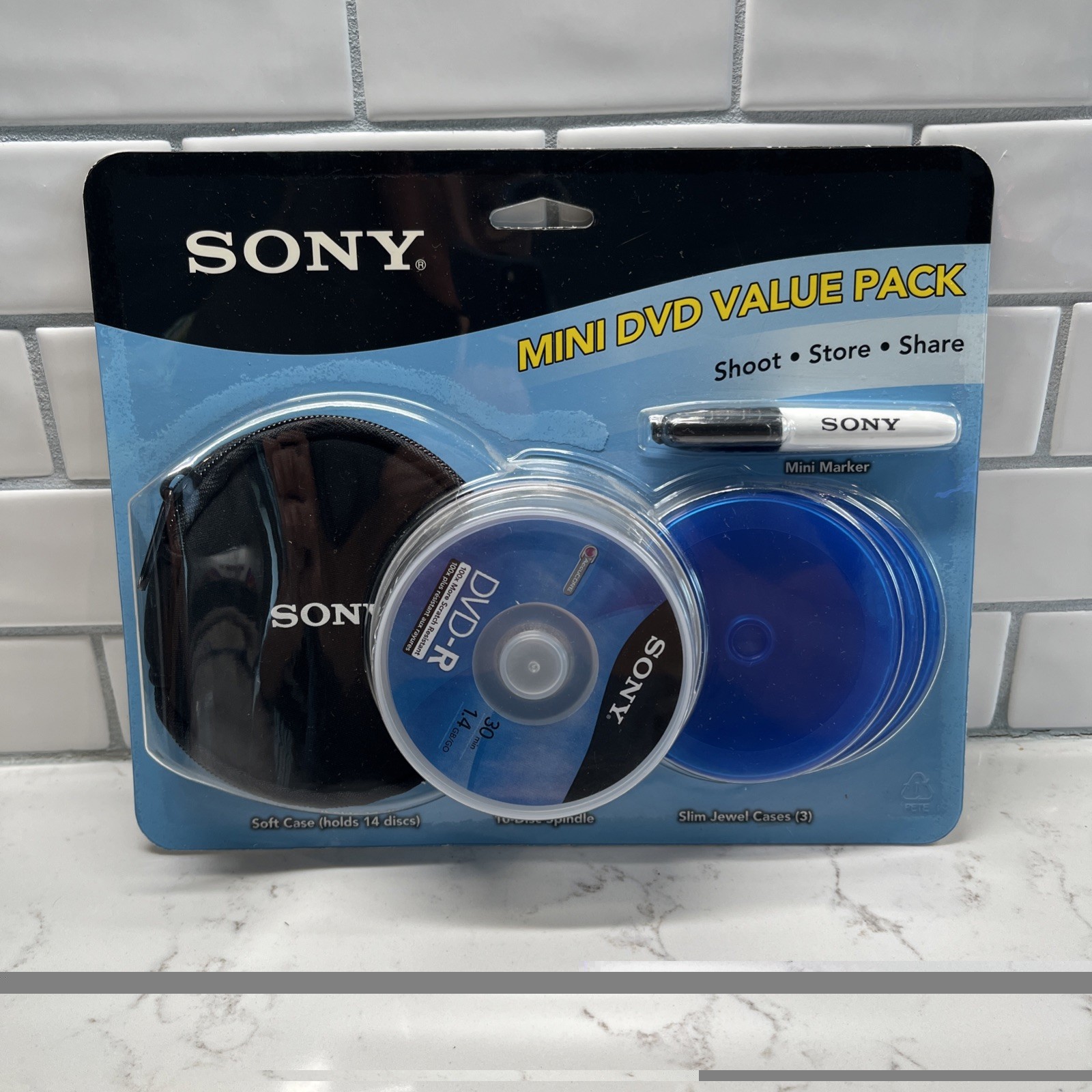Sony Mini DVD-R Value Pack 10 Disc 1.4GB Soft Case, Jewel Case Marker New