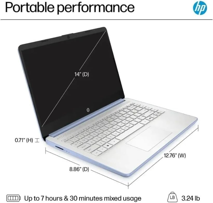 HP 14″ Student Laptop Intel Processor N150 3.6GHz 8GB Memory 128GB UFS