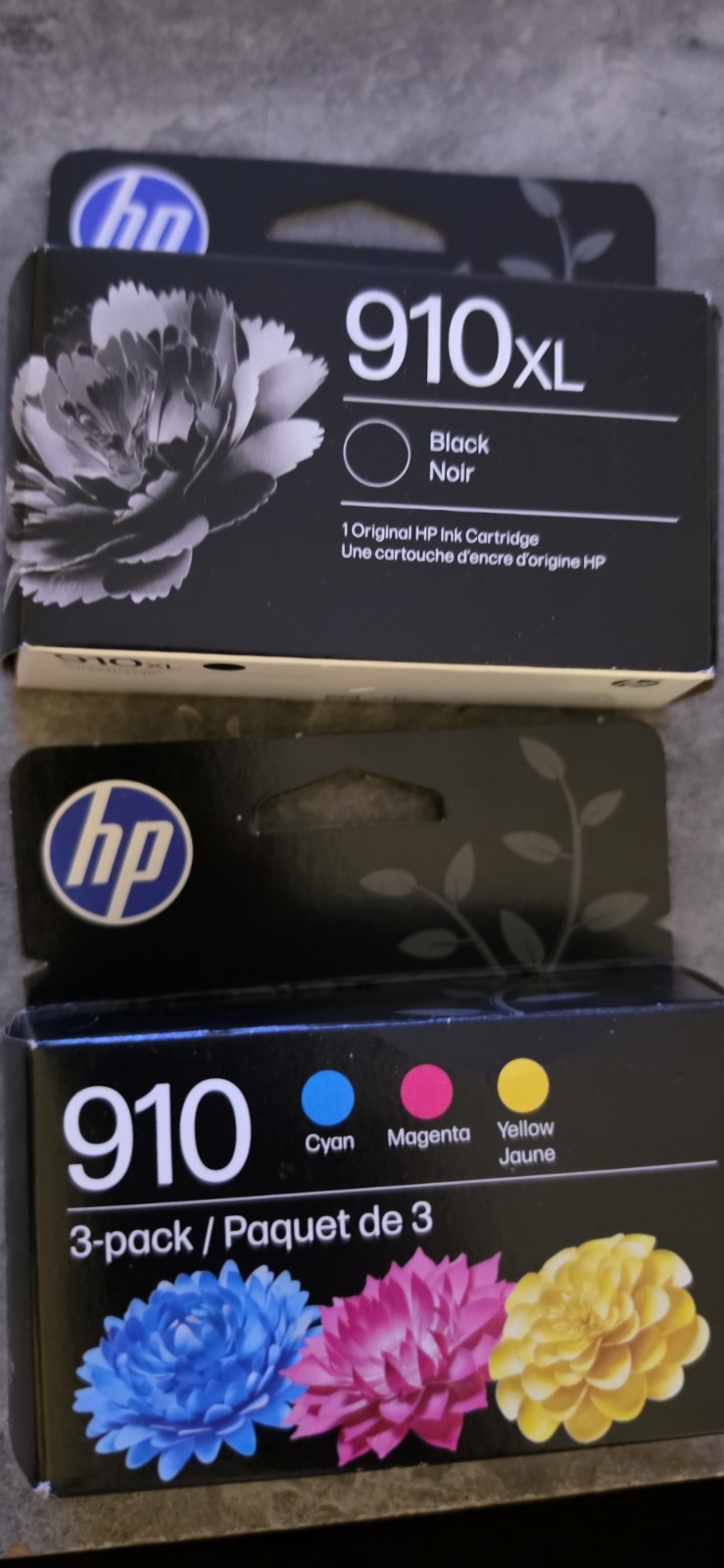 HP Genuine Original 910XL Black + 910 CMY 3-Pack Inkjet Ink Cartridges