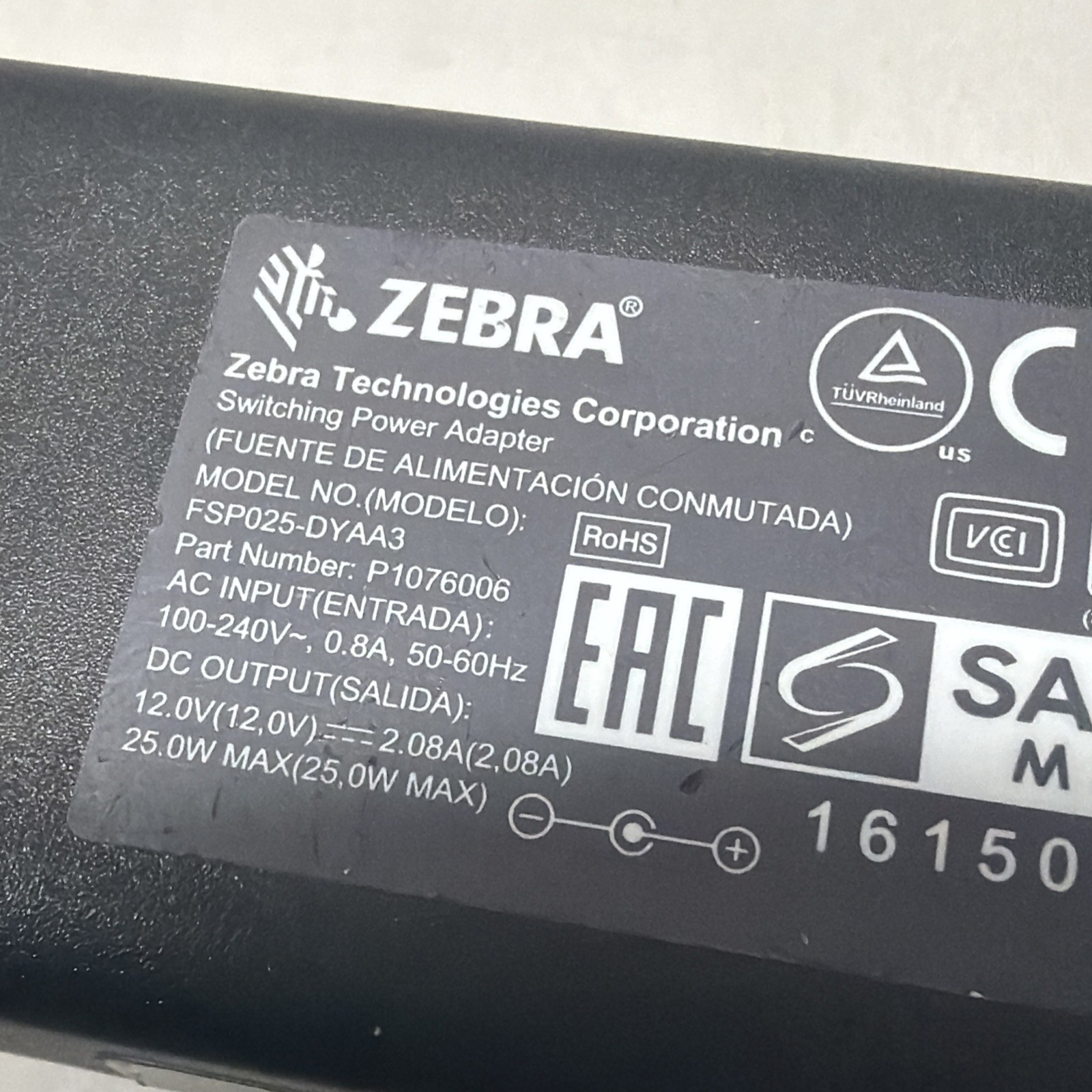 Genuine Zebra FSP025-DYAA3 AC Power Supply 25W For QLn220 QLn320 QLn420 W/Cord