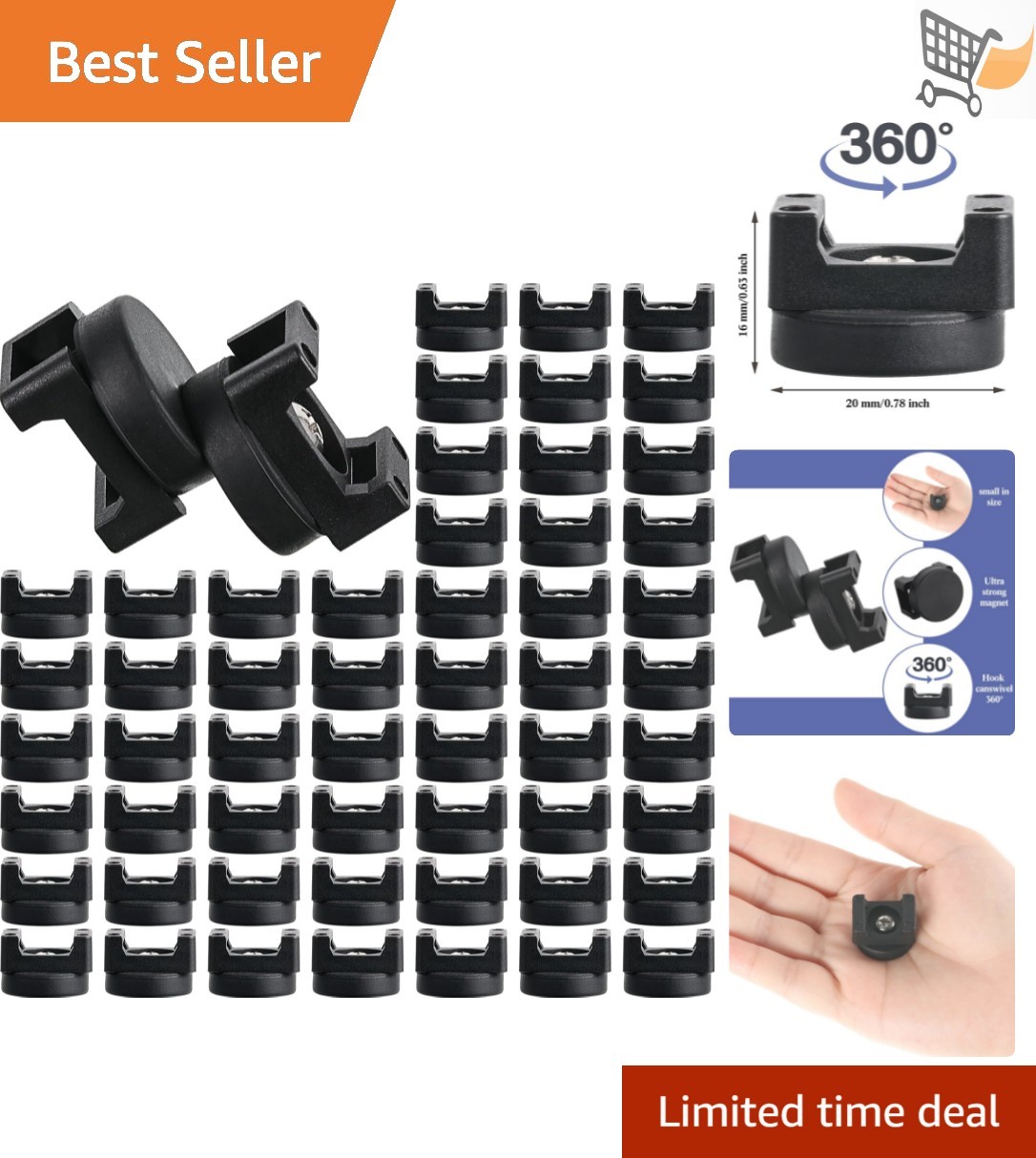 Magnetic Zip Tie Mount Base Black 22mm Cable Clips Wire Organizer Electrical