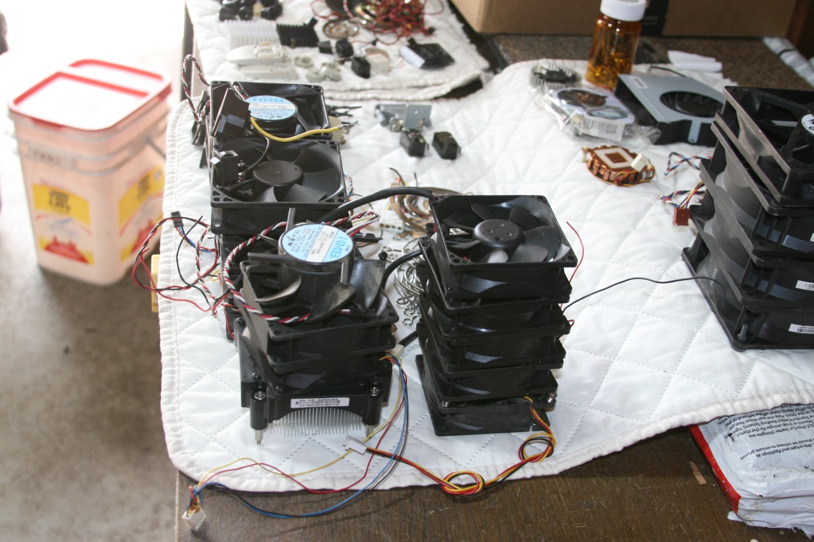 Misc Computer Parts, fans, switches,speakers, see description.