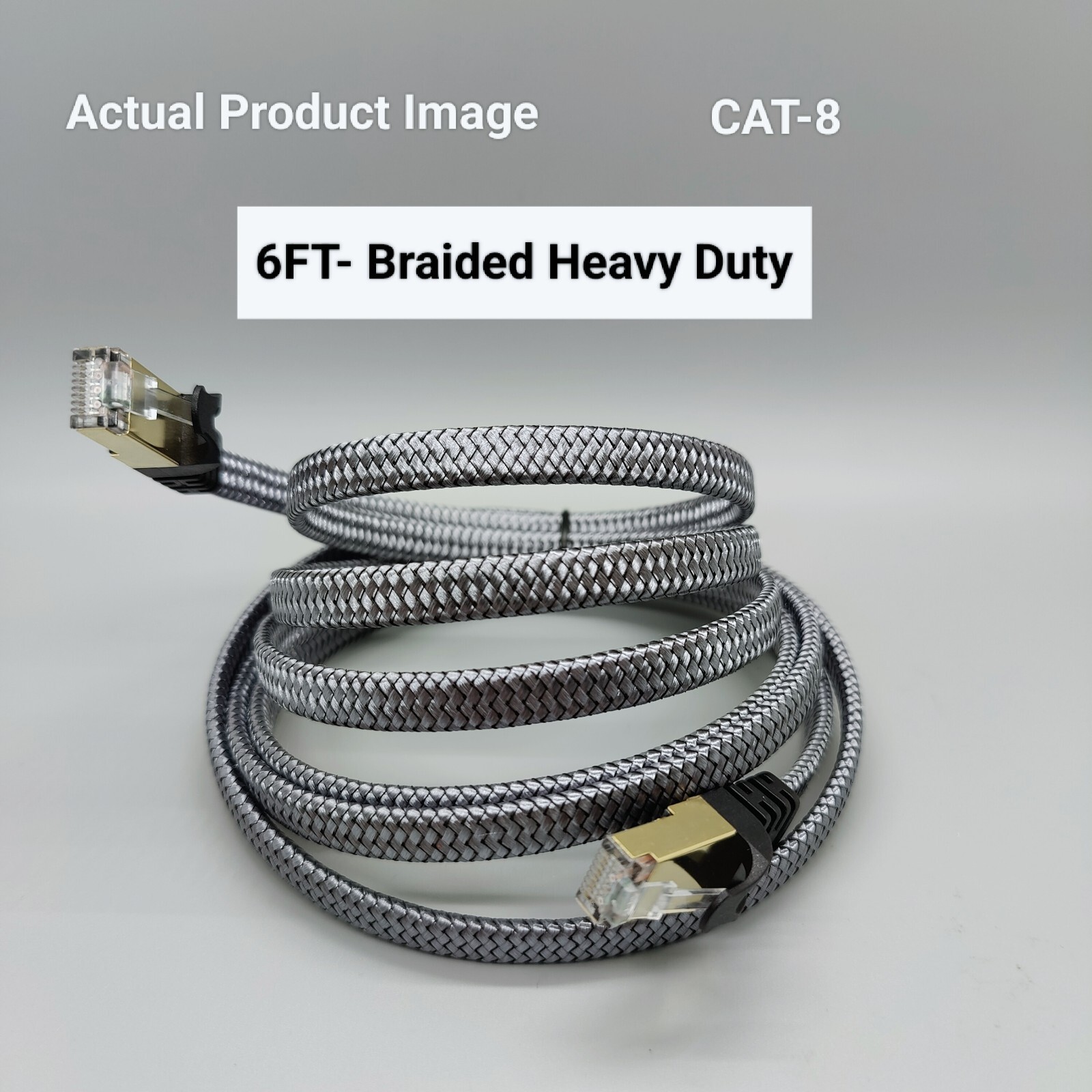 6FT-35FT Braided Heavy Duty Cat8 Ethernet Cable Super Speed 40Gbps/2000Mhz RJ46