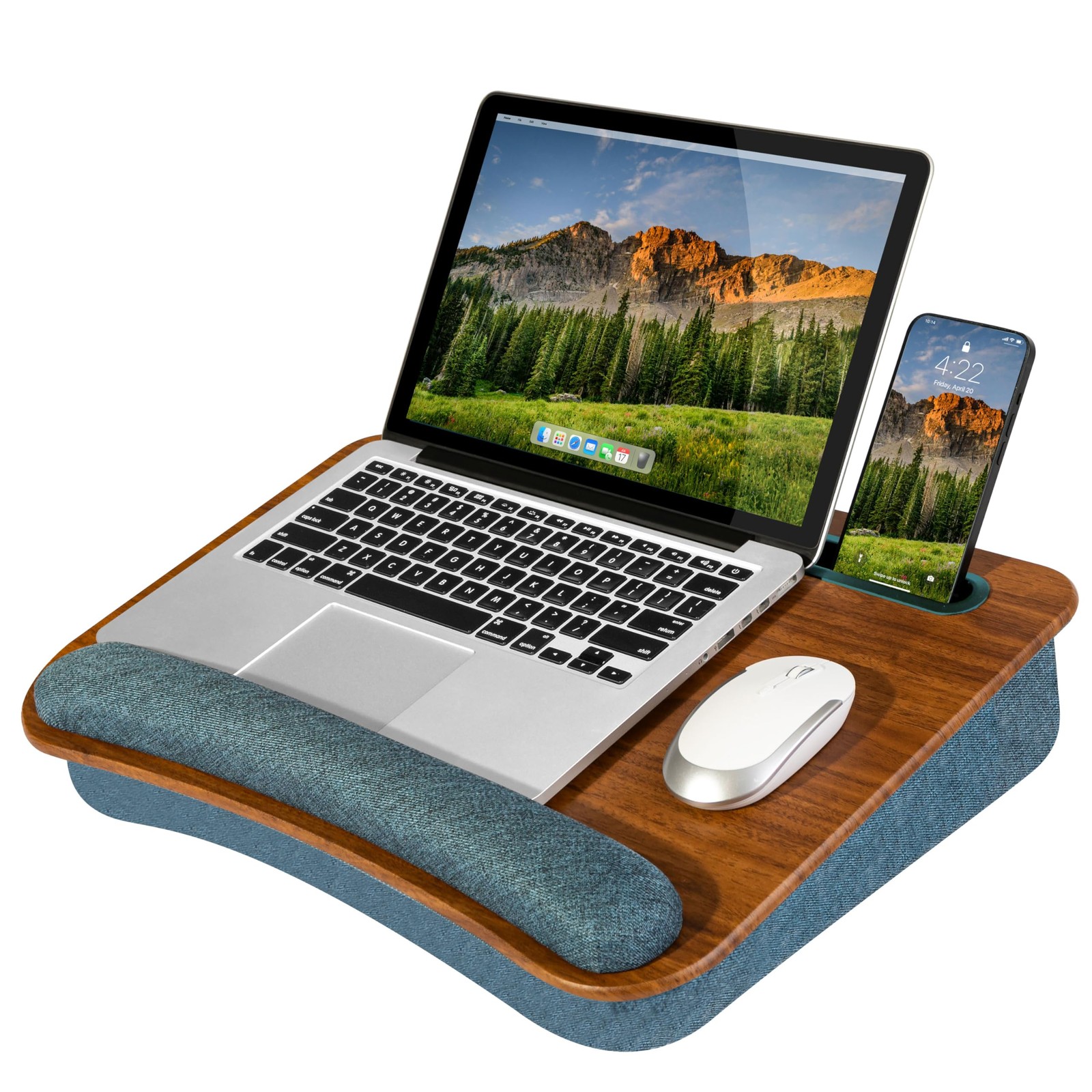 LAPGEAR 17.3-inch Laptop Lap Desk with Pillow, Wrist Rest Storage – Espresso