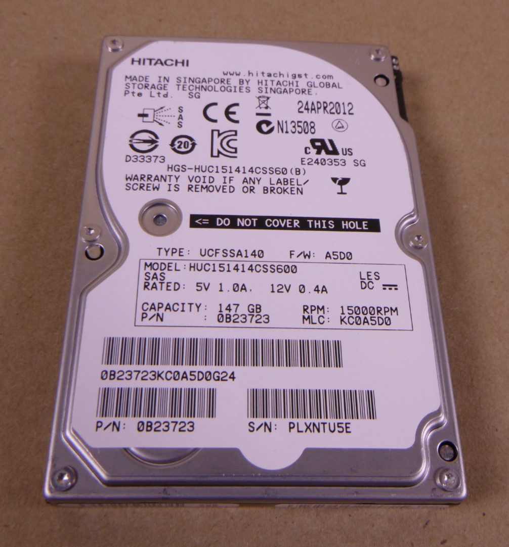 Hitachi HUC151414CSS600 147GB 1500RPM SAS 2.5″ Hard Drive 0B23723