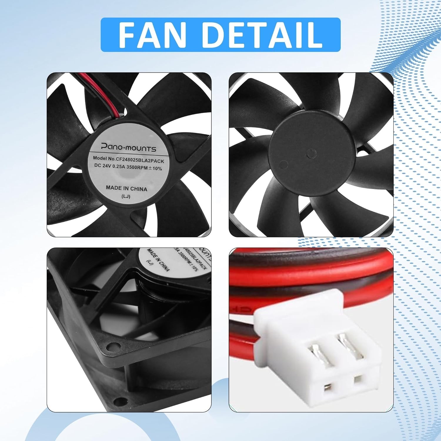 24V DC 80mm Cooling Fan – Silent Operation and Easy 2-Pin Connection – 2-Pack