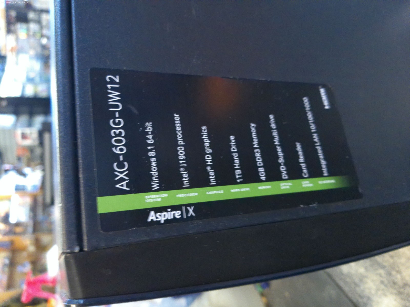 Acer Aspire X AXC-603G-UW12 Desktop 4GB RAM 1TB HDD Windows 10 Home