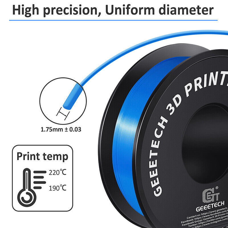 Hot SALE!GEEETECH 3D Printer multicolor Filament PLA/ABS+/PETG/TPU 1.75mm 1KG US