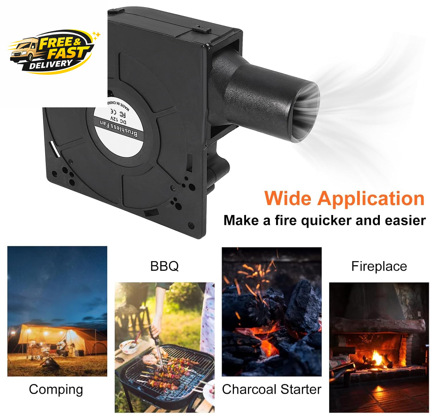 120Mm BBQ Fan 12V 4.72In Blower Brushless with 110V/120V Variable Speed