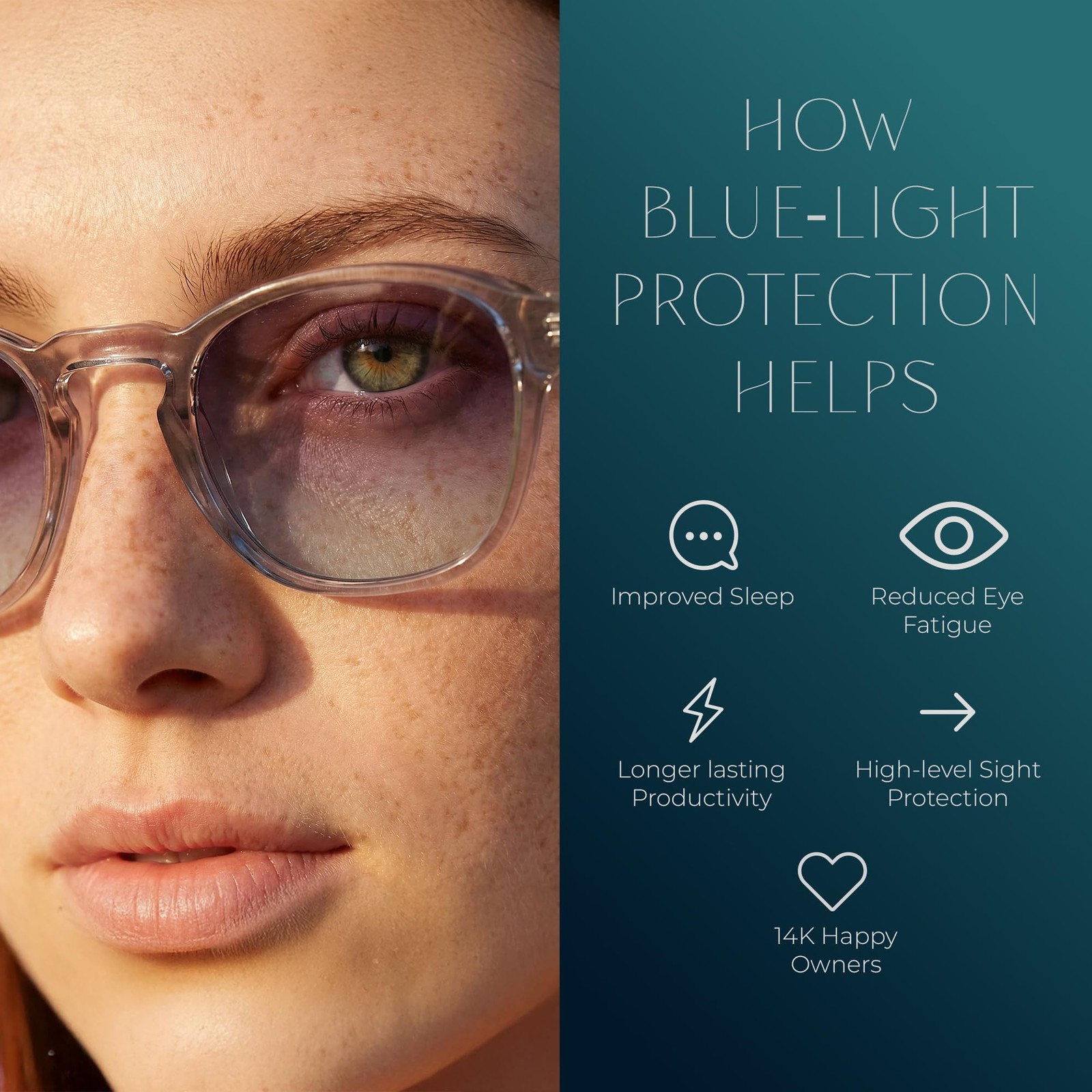 Emerald Blue-Light Blocking Sunglasses – Transparent Frame, Green Fade Polyca…