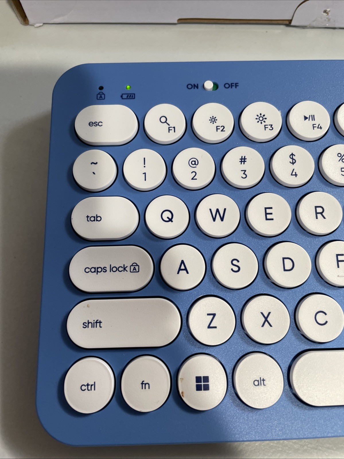Onn Compact Wireless Keyboard, 78 Keys, Blue Retro Round Keycaps