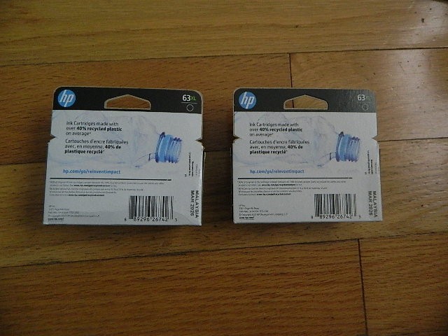 2026 GENUINE LOT 2 HP #63XL LARGE BLACK CARTRIDGES DeskJet 1112-3639 DJ 3830 NEW