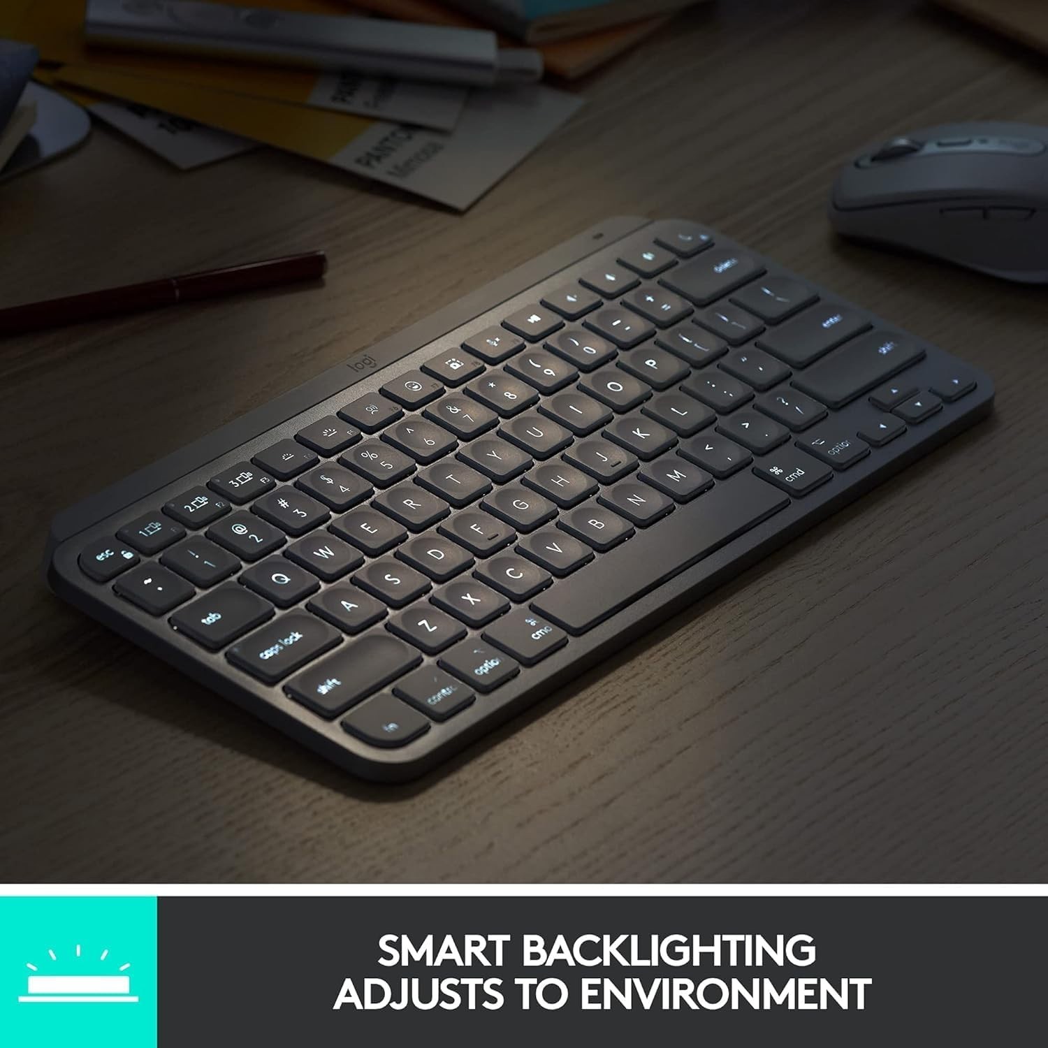 Logitech MX Keys Mini Graphite Backlit Minimalist Wireless Illuminated Keyboard