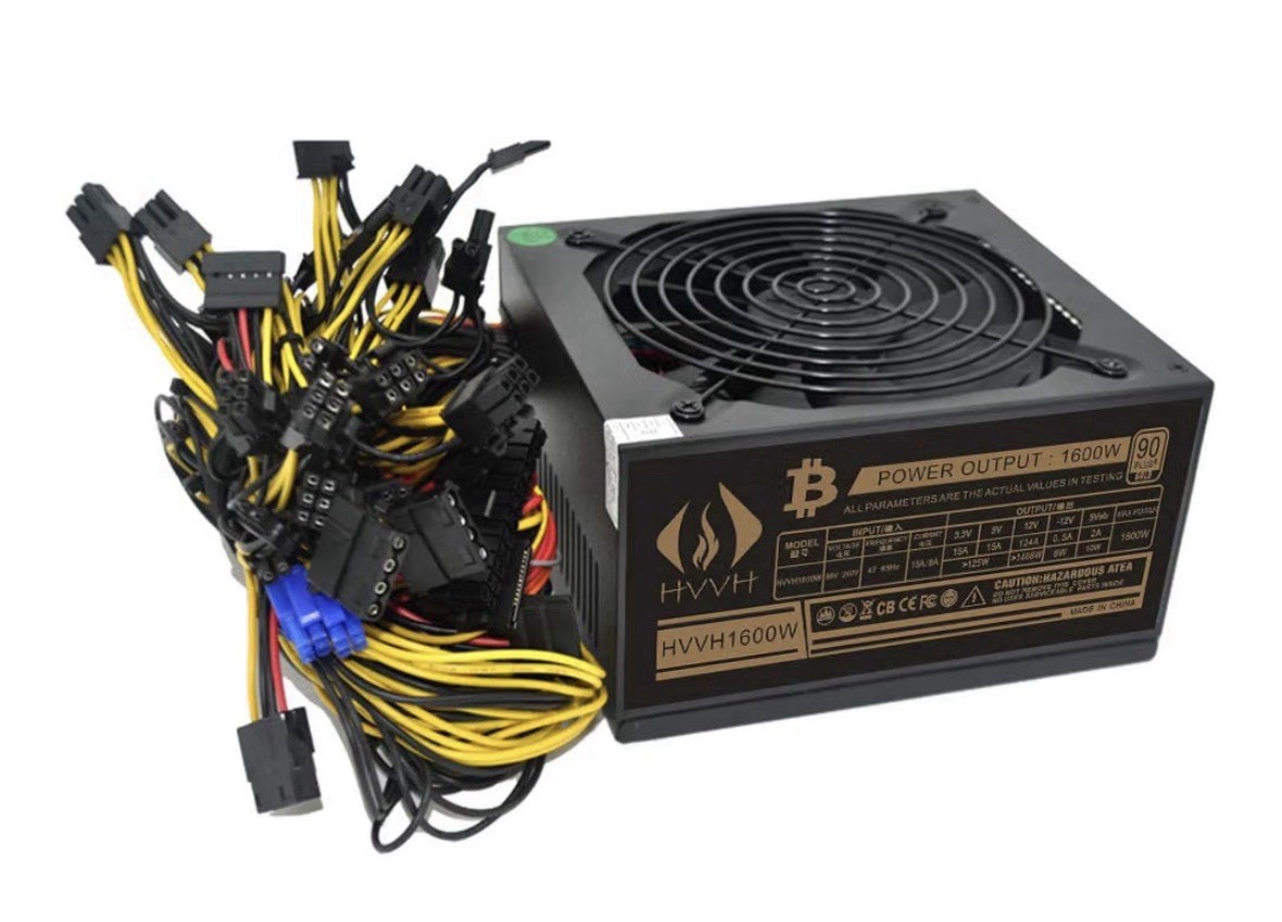HVVH HVVH1600W Miner PC GPU ATX 1600W Power Supply 90 Plus Gold (For Parts AS-IS
