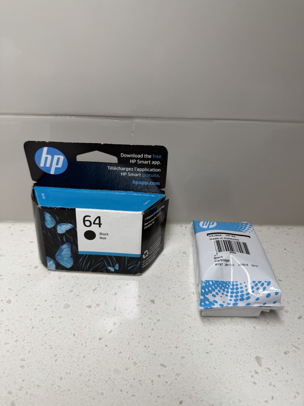2x NEW – HP 64 Original Black Ink Cartridge – N9J90AN – 7/2027 & unk ***TWO ***