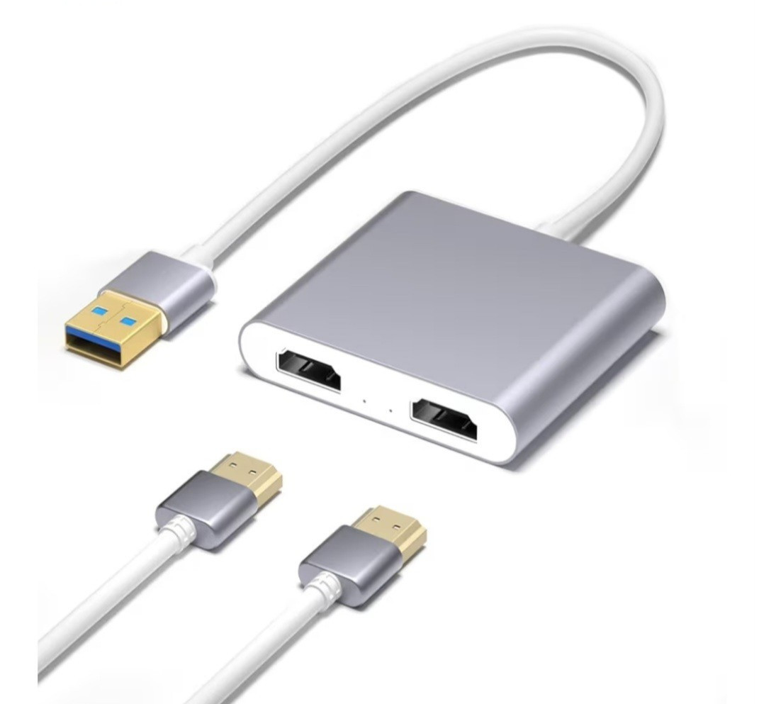 USB 3.0 to Dual HDMI Adapter 2 HDMI Monitor Converter 1080P Same Screen Mirror